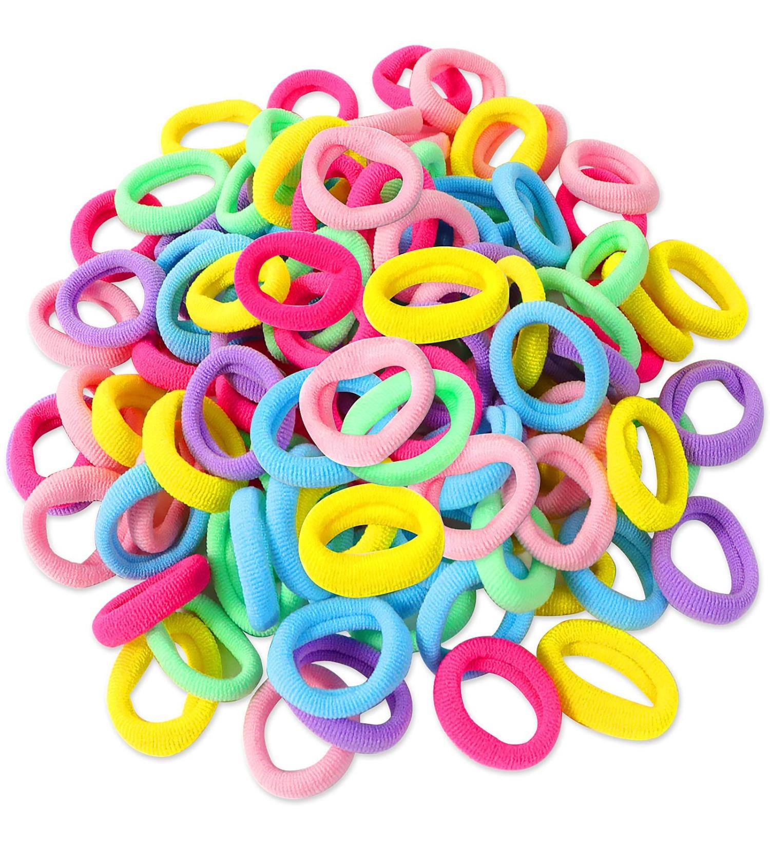 Hanyousheng 100 Pcs Girls Hair Bands - Baby Hair Bobbles for Toddlers - Colorful Soft Ponytail Holders - Seamless Hairbands - Pack of 1 - Buy Online on GoSupps.com