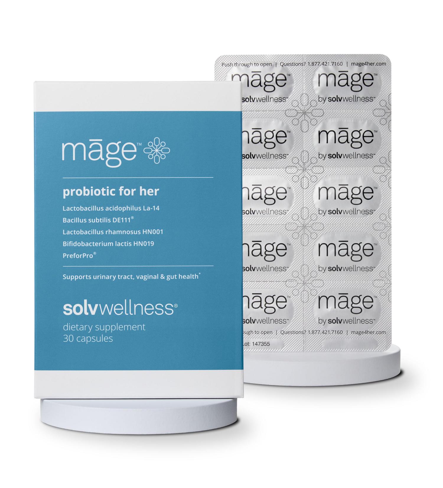 Solv Wellness Mage Probiotic for Her Daily Womens Prebiotic and Probiotics Blend Nutritional Supplements for Digestive Vaginal PH Balance Urinary Tract Health Support 30 Capsules - Buy Online on GoSupps.com