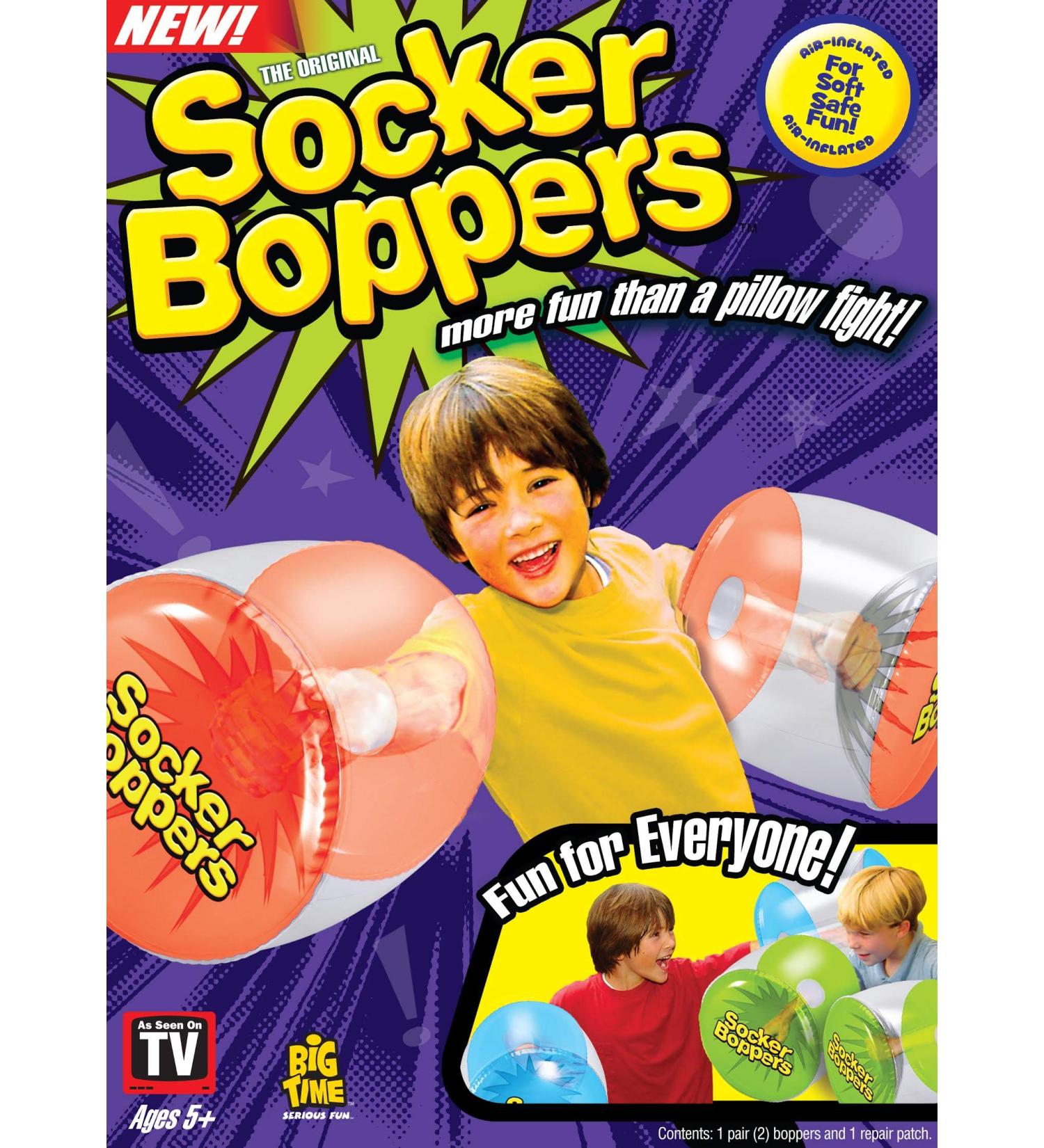 Socker Boppers Inflatable Boxing Pillows - 1 Pair Clear Boppers, Durable Vinyl for Safe Indoor & Outdoor Fun - Great Gift for Active Kids - Buy Online on GoSupps.com