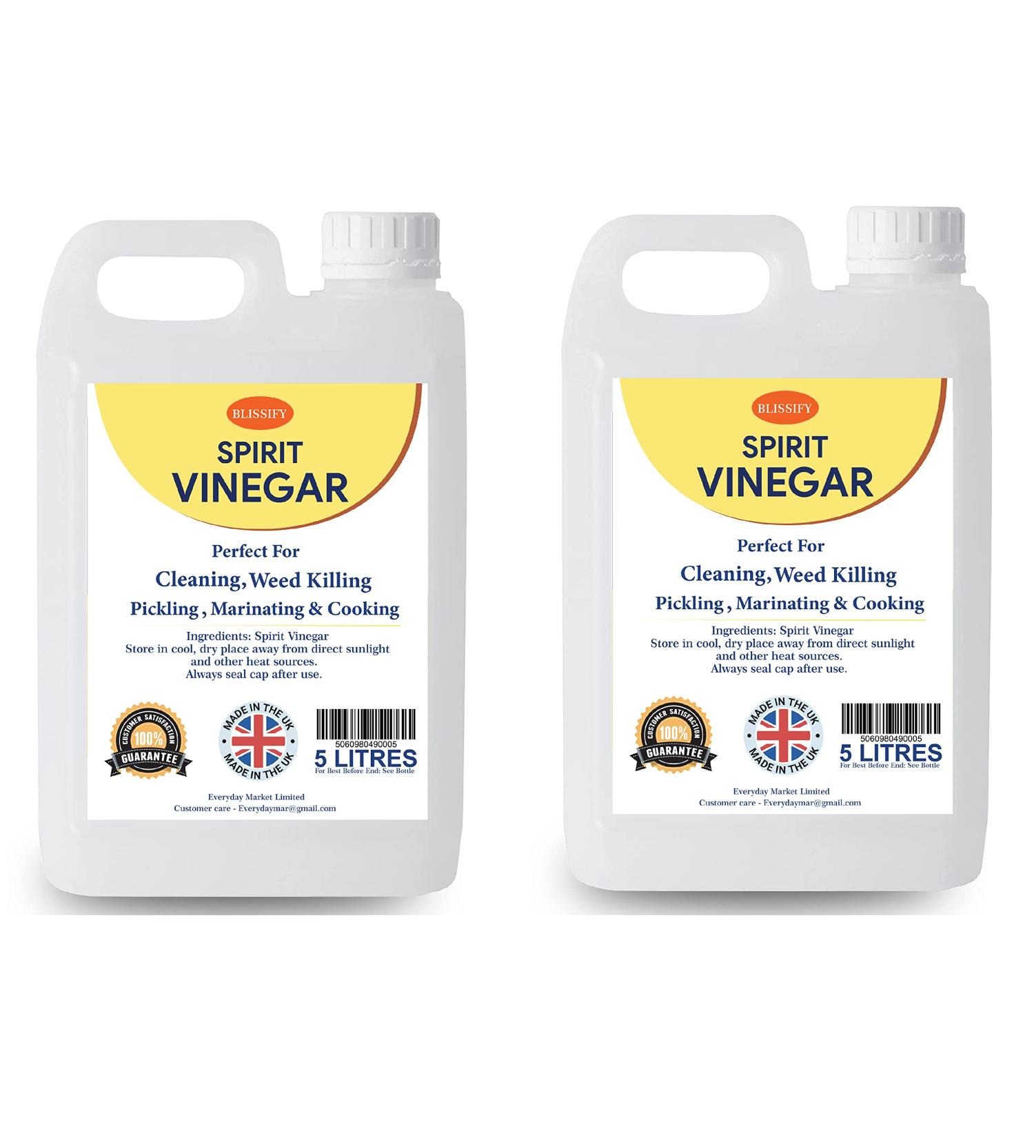 Spirit White Vinegar Food Grade Acetic Acid Liquid for Household Cleaning Cooking Baking and Pickling (5L Pack of 2) - Buy Online on GoSupps.com