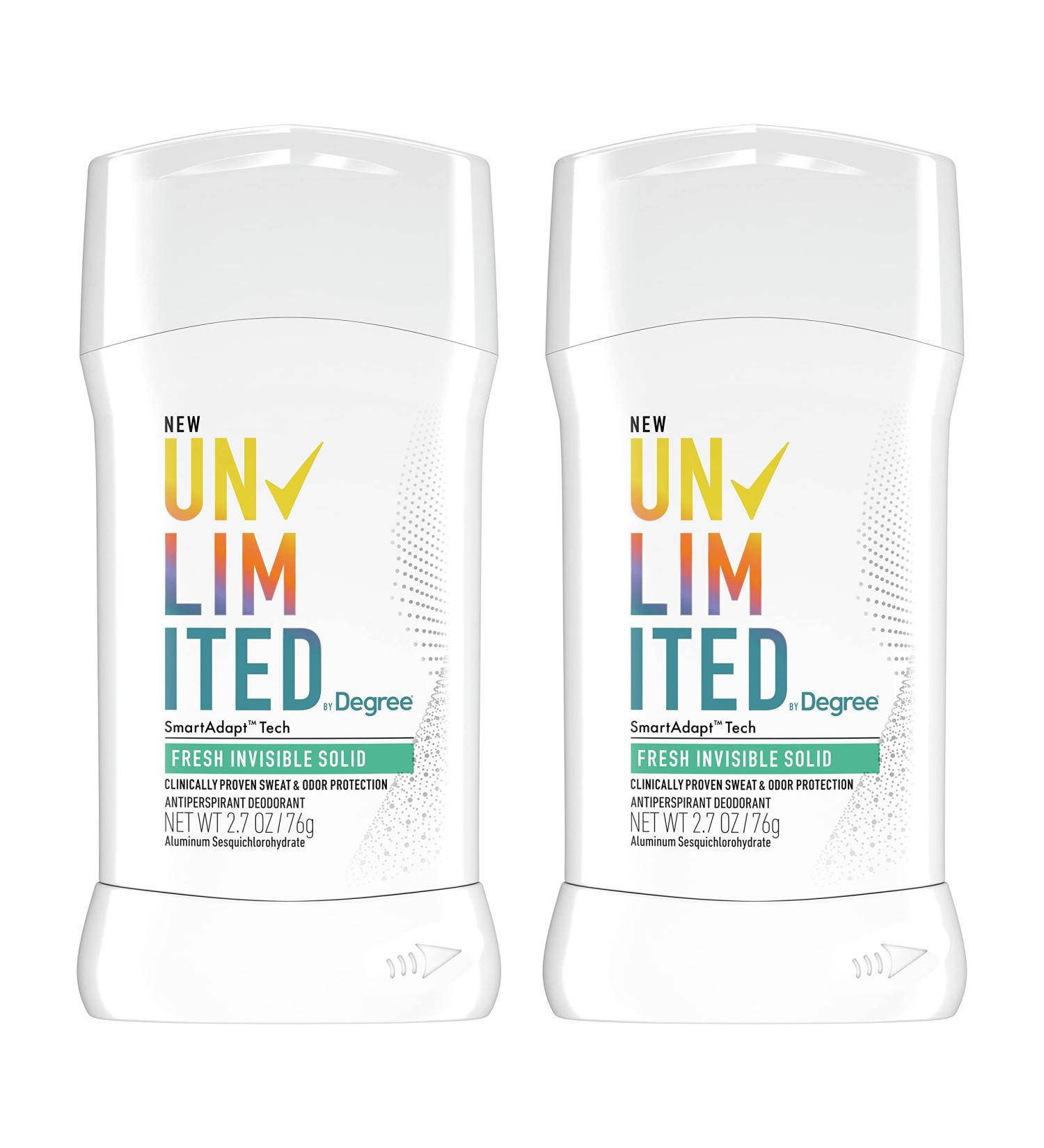 Degree Unlimited Antiperspirant Deodorant Stick Fresh 2 Count - Long-Lasting Sweat & Odor Protection - SmartAdapt Tech - 2.7 oz - Buy Online on GoSupps.com
