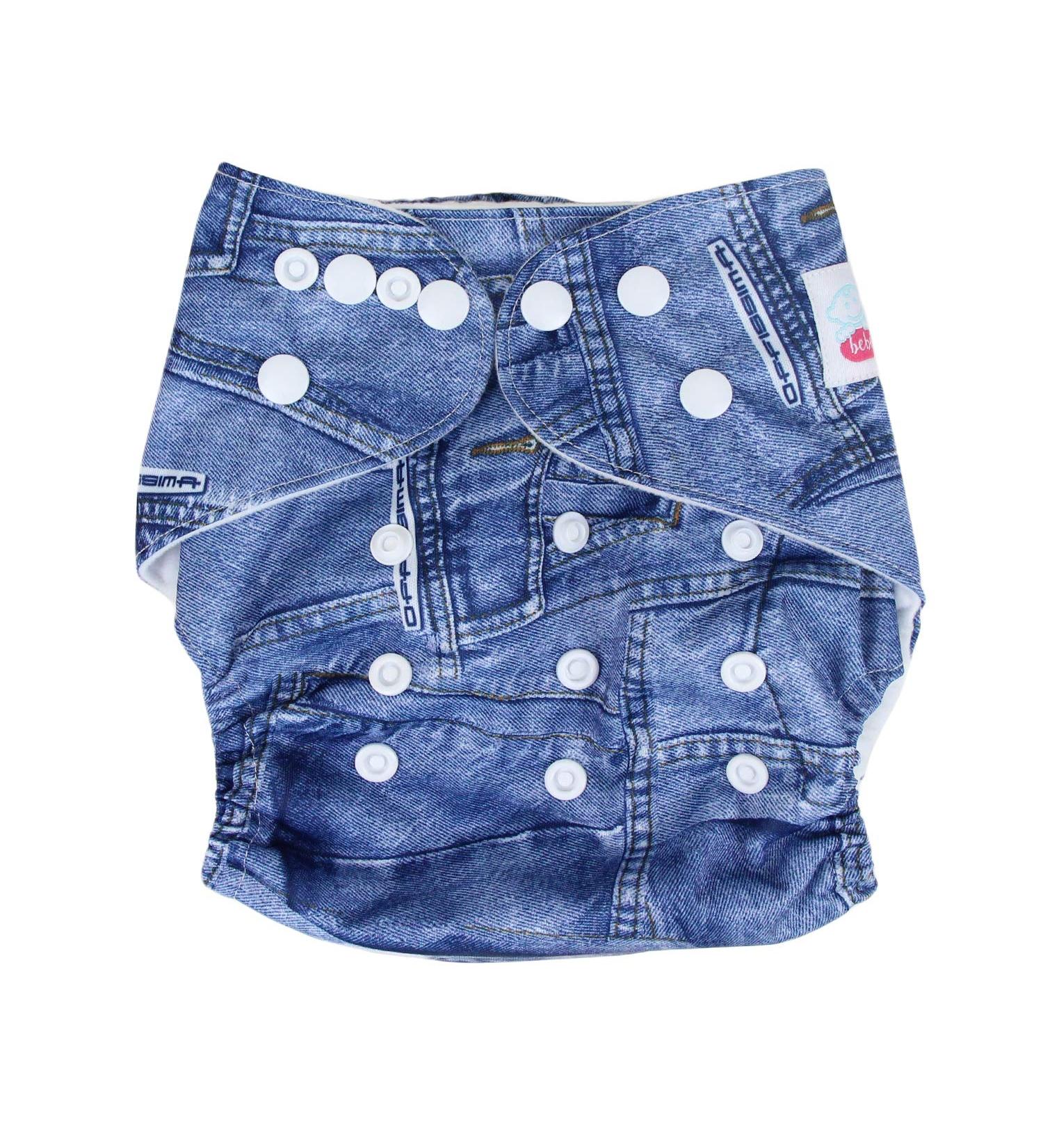 Organic Cloth Diaper Set - Bebefeliz Complete Set with 2 Inserts | Skin-Friendly Washable Pocket Diaper (Jeans) - Eco-Friendly Baby Care - Buy Online on GoSupps.com