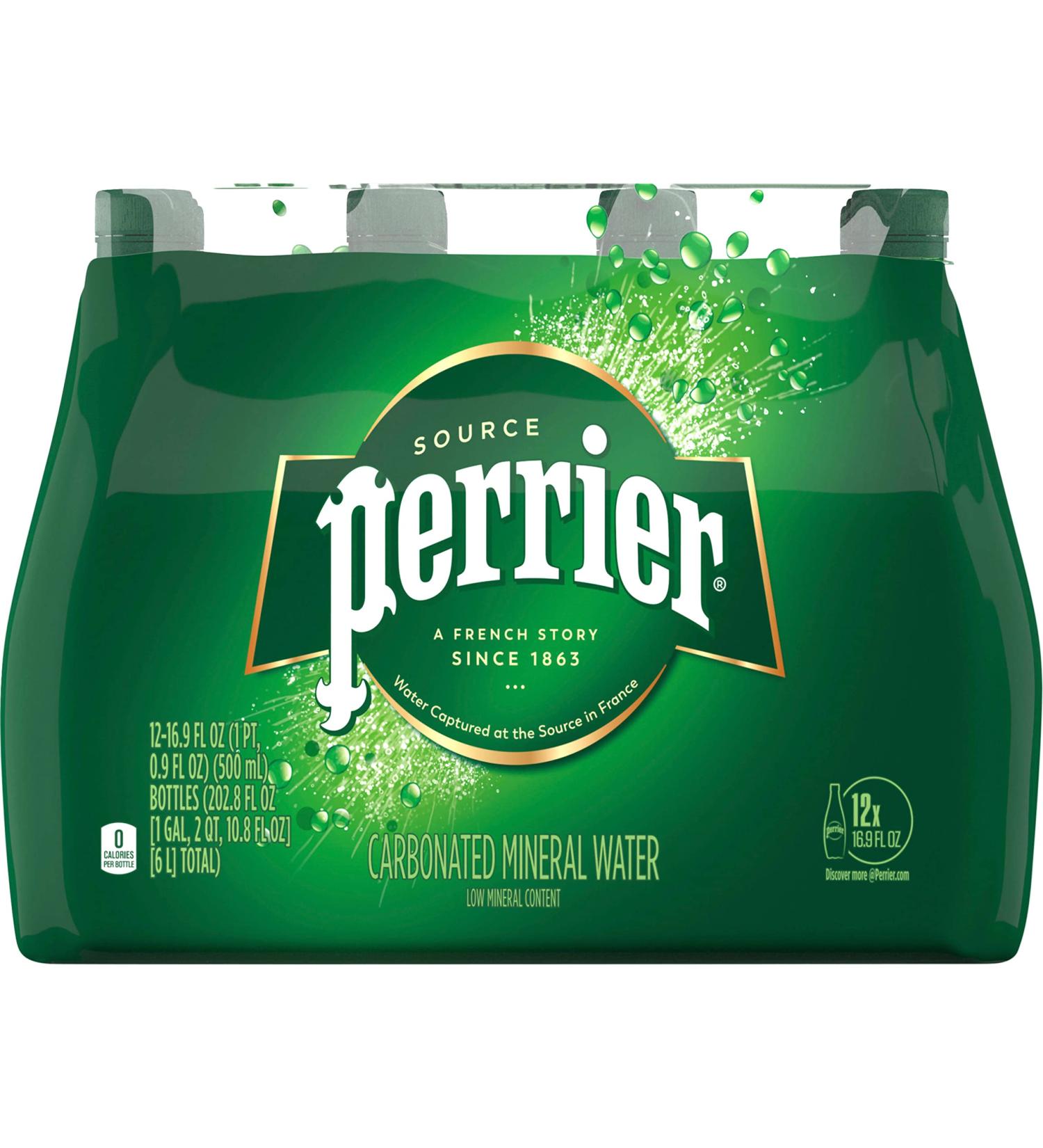 Perrier Sparkling Water 16.9 Fl Oz Plastic Bottles (12 Pack) - Refreshing Sparkling Water - Buy Online on GoSupps.com