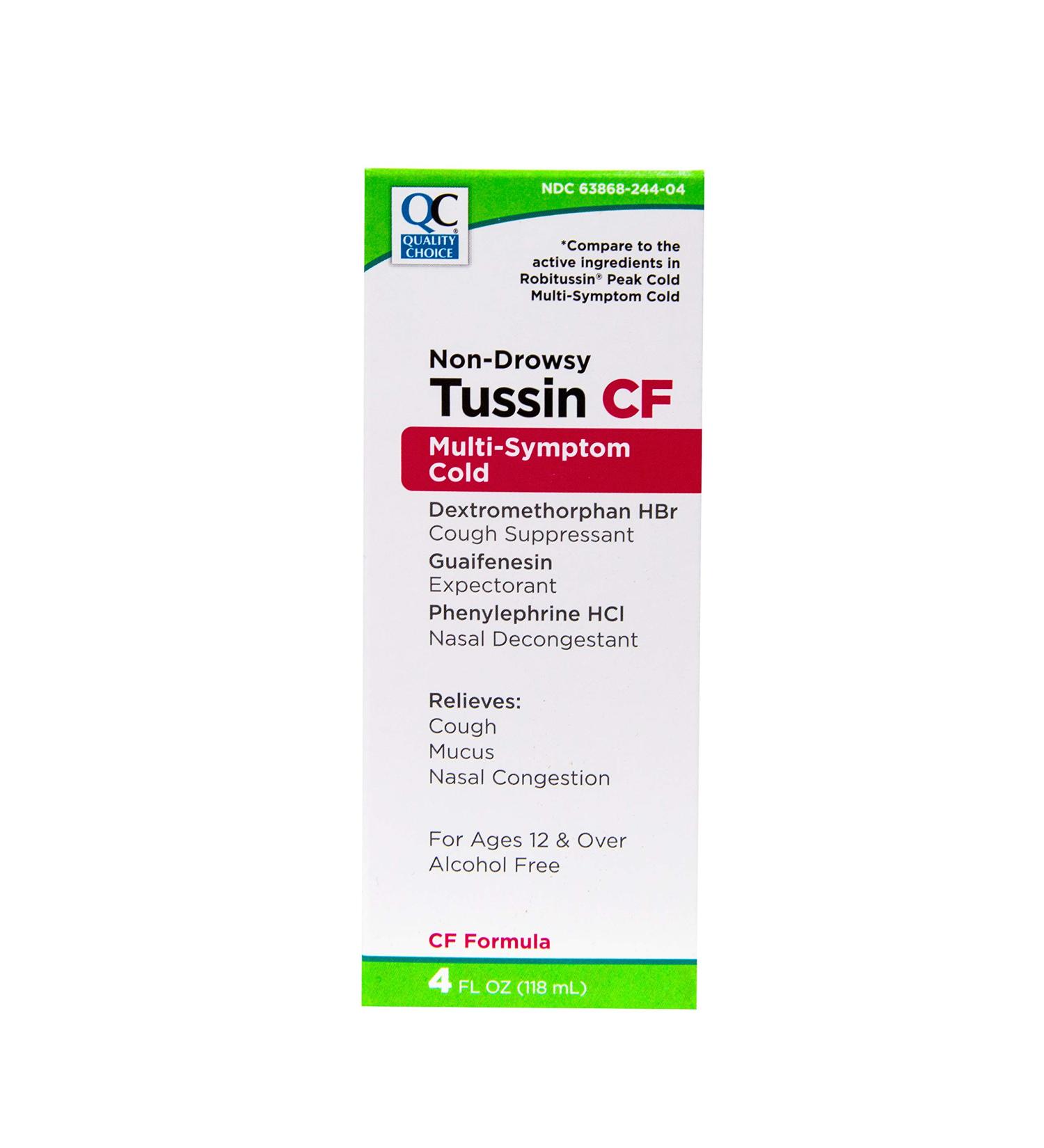 Quality Choice Non-Drowsy Tussin CF Multi-Symptom Cold Relief 4 Oz (Pack of 3)