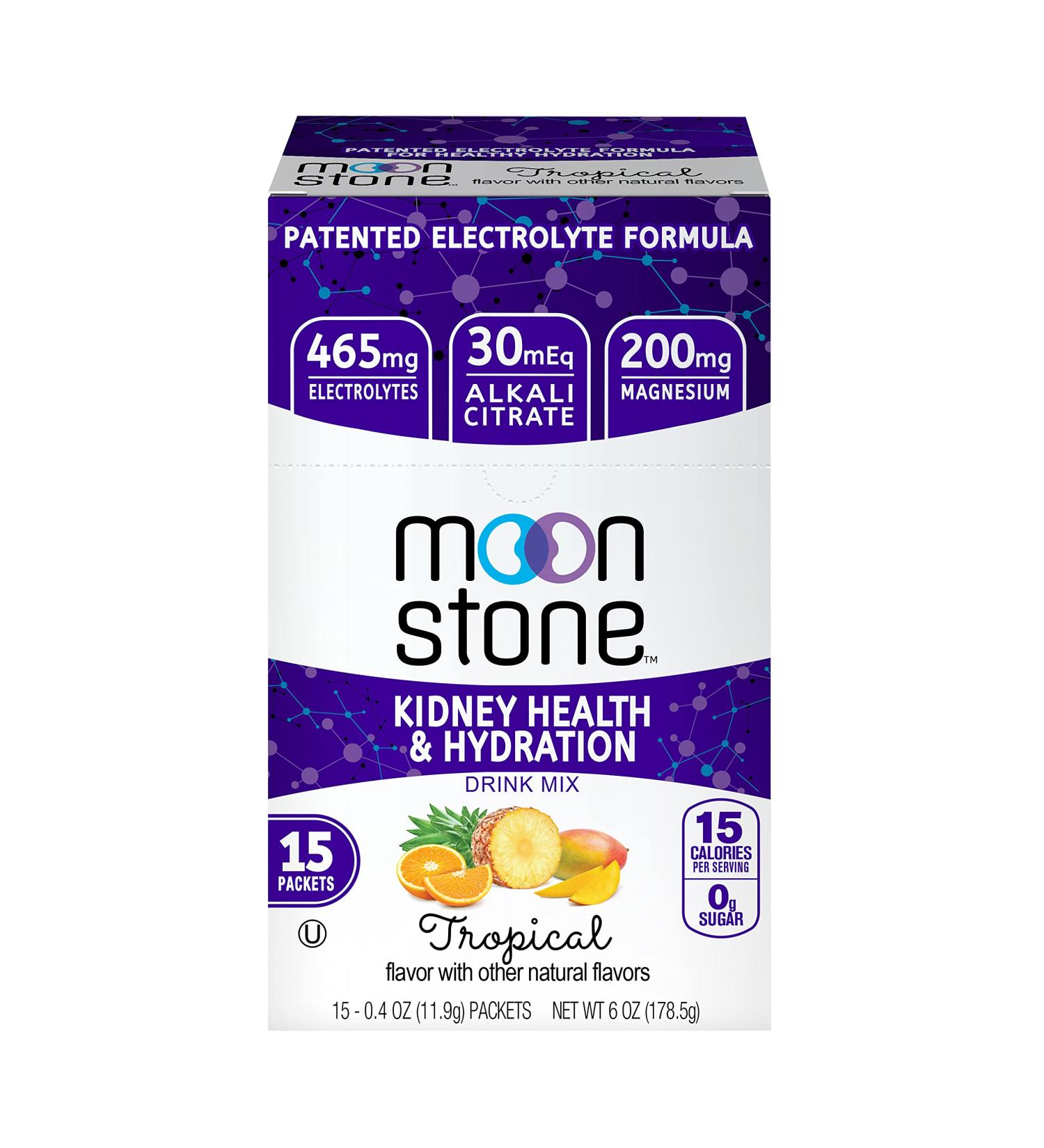 Moonstone Nutrition Kidney Cleanse & Support Drink Mix | Keto Electrolyte Hydration Powder | Stone Prevention with Chanca Piedra Alternative | Magnesium & Potassium | 15 Pack Tropical 6oz - Buy Online on GoSupps.com