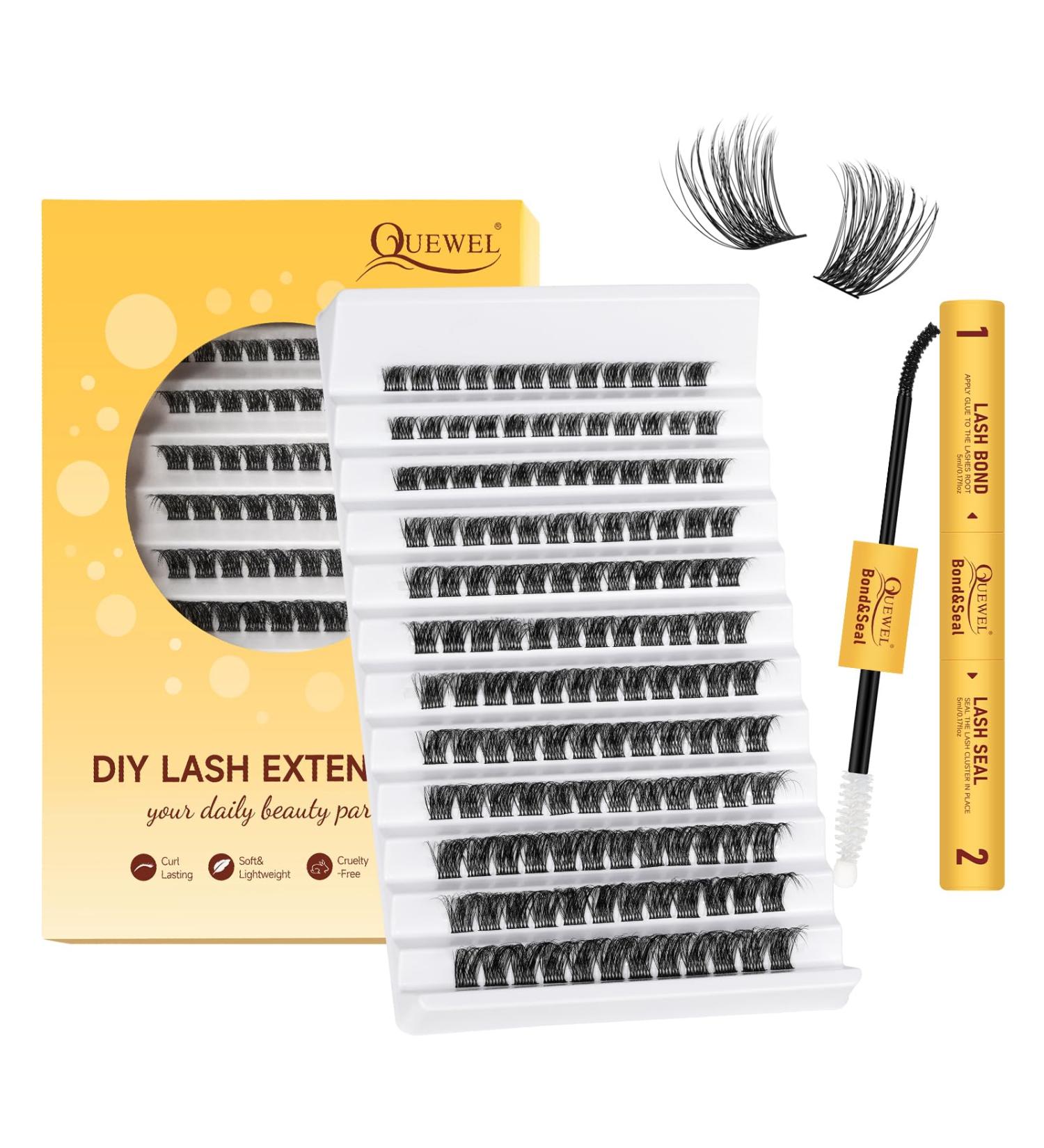 QUEWEL Eyelash Cluster - Mixed Length Natural Look Reusable DIY Extensions - Thin Band for Home Use (FD04) - 1 Pack - Buy Online on GoSupps.com