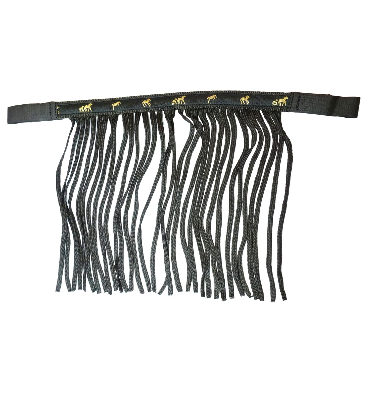 Premium Fly Mask with Fringe & Velcro Fastener for Horses | Black Pony Shetty Cob & Warmblood Sizes - Buy Online on GoSupps.com