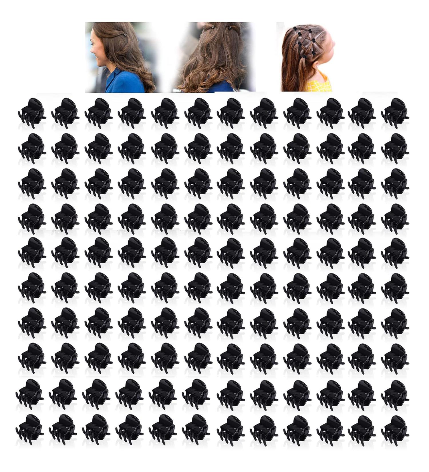 120PCS Mini Hair Claw Clips - Strong Hold Acrylic Tiny Clamps for Thin Hair | Black - Buy Online on GoSupps.com
