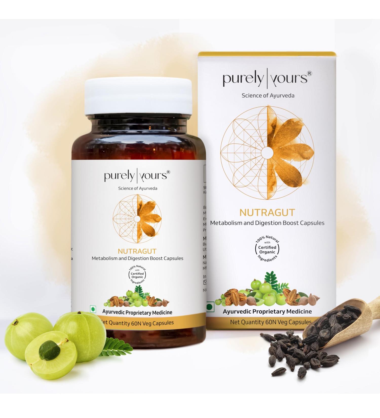 Purely Yours Nutra Gut Triphala Capsules for Gut Health Improves Metabolism Bloating Acidity & Constipation Relief Gut Cleanse for Men & Women 60 Veg Capsules - Buy Online on GoSupps.com