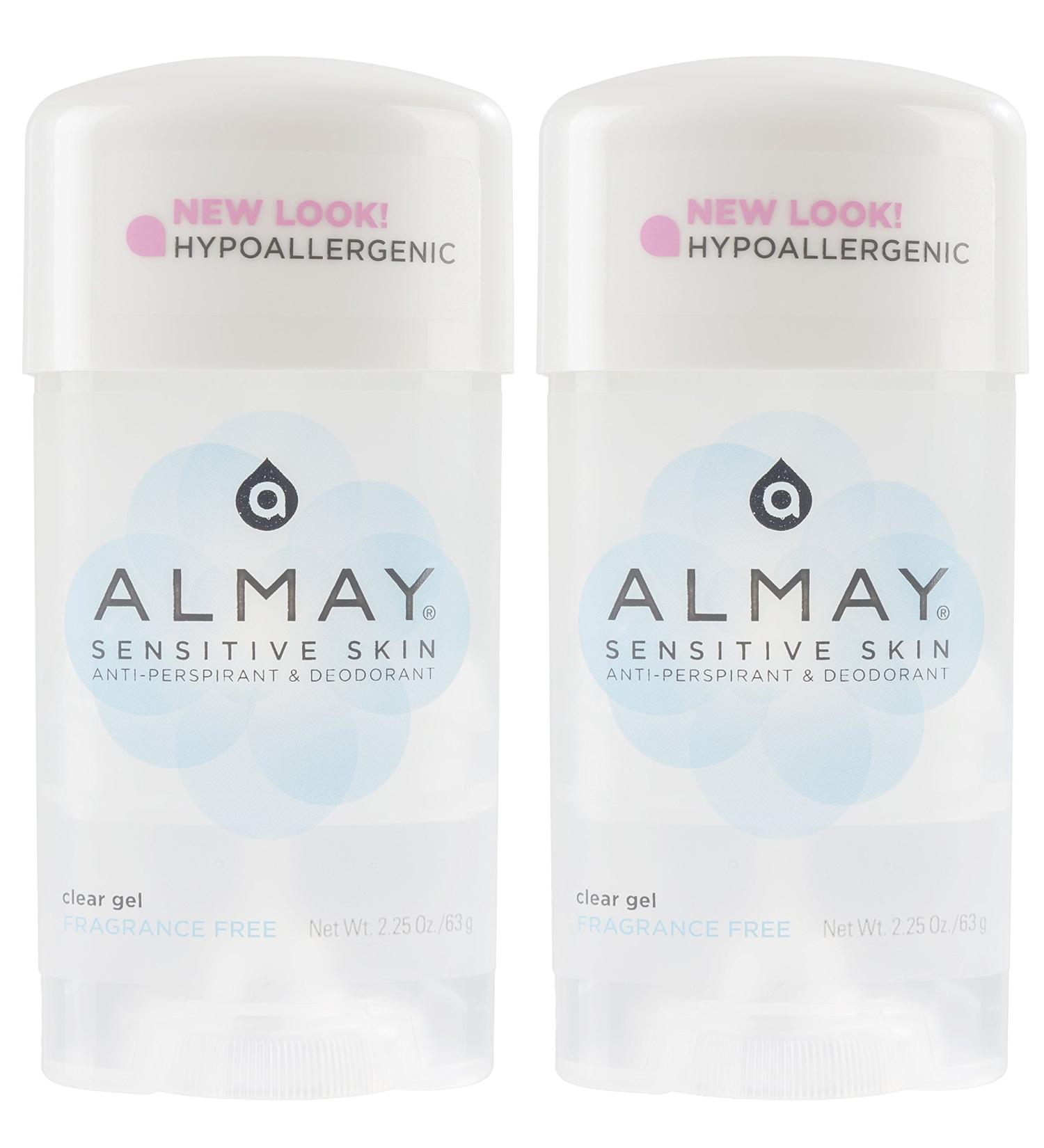 Almay Sensitive Skin Clear Gel Anti-Perspirant Deodorant Fragrance Free 2.25oz Stick - Pack of 2 - Buy Online on GoSupps.com