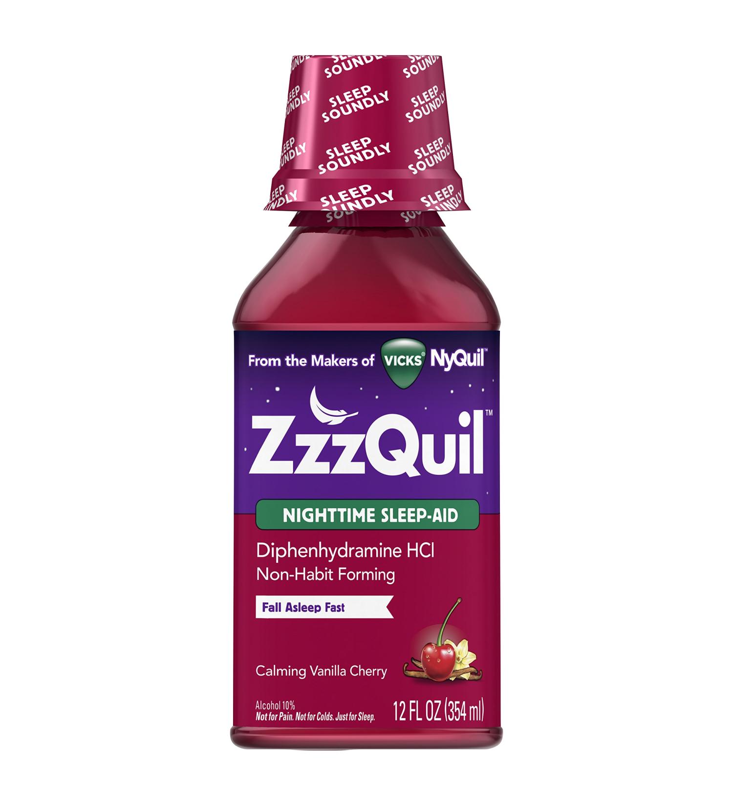 Zzzquil Nighttime Sleep Aid - Calming Vanilla Cherry Liquid 12 Fl Oz | Effective Sleep Solution for International Shipping - Buy Online on GoSupps.com
