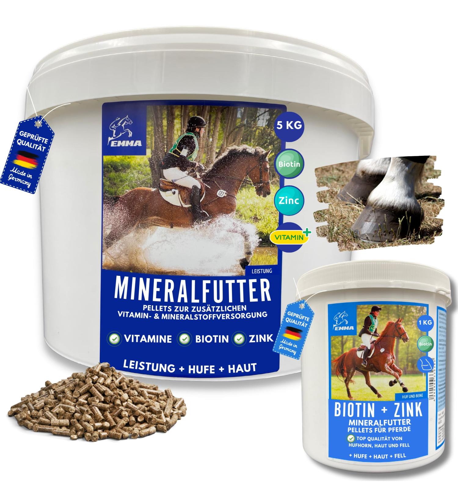 Mineral Horse Food + Biotin + Zinc for Horses 5 kg 1 kg Highly Dosed - Complex Biotin Granules for Skin Hooves and Hair Plus Zinc for Healthy Hooves Promote - Buy Online on GoSupps.com
