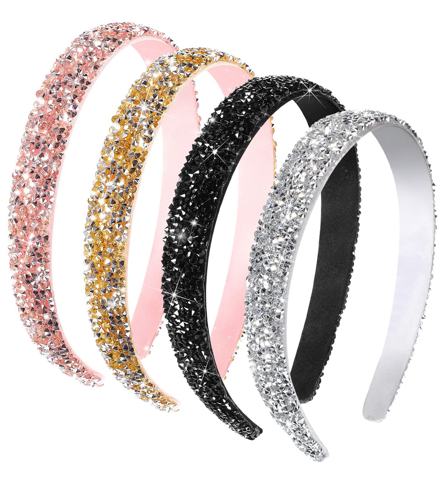 Crystal Rhinestone Headband Set for Women - 4 Pieces | Elegant Jeweled Hair Accessories in Simple Colors - Buy Online on GoSupps.com