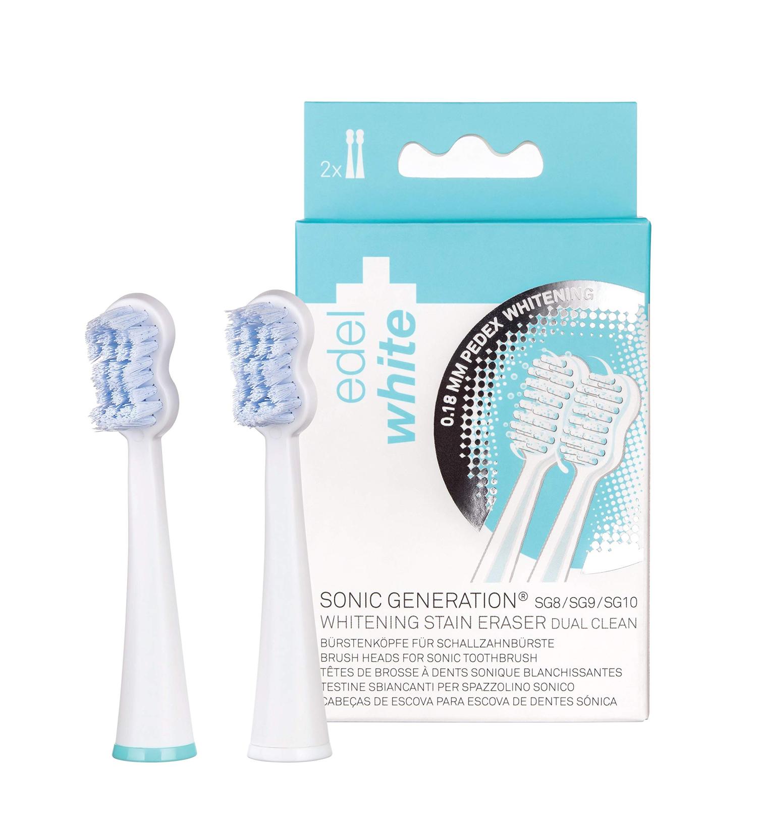 Edel+White Sonic Generation 8 Tooth Whitening Stain Eraser Dual Clean Brush Heads