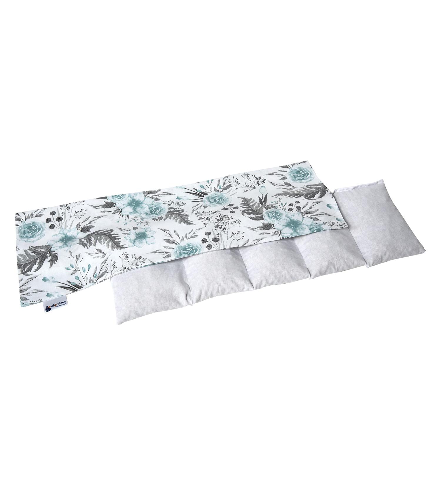 Medi Partners Cherry Core Pillow 60x20cm - 100% Cotton 5 Chambers Eco-Friendly Heat & Cold Therapy Removable Gray Floral Cover - Buy Online on GoSupps.com