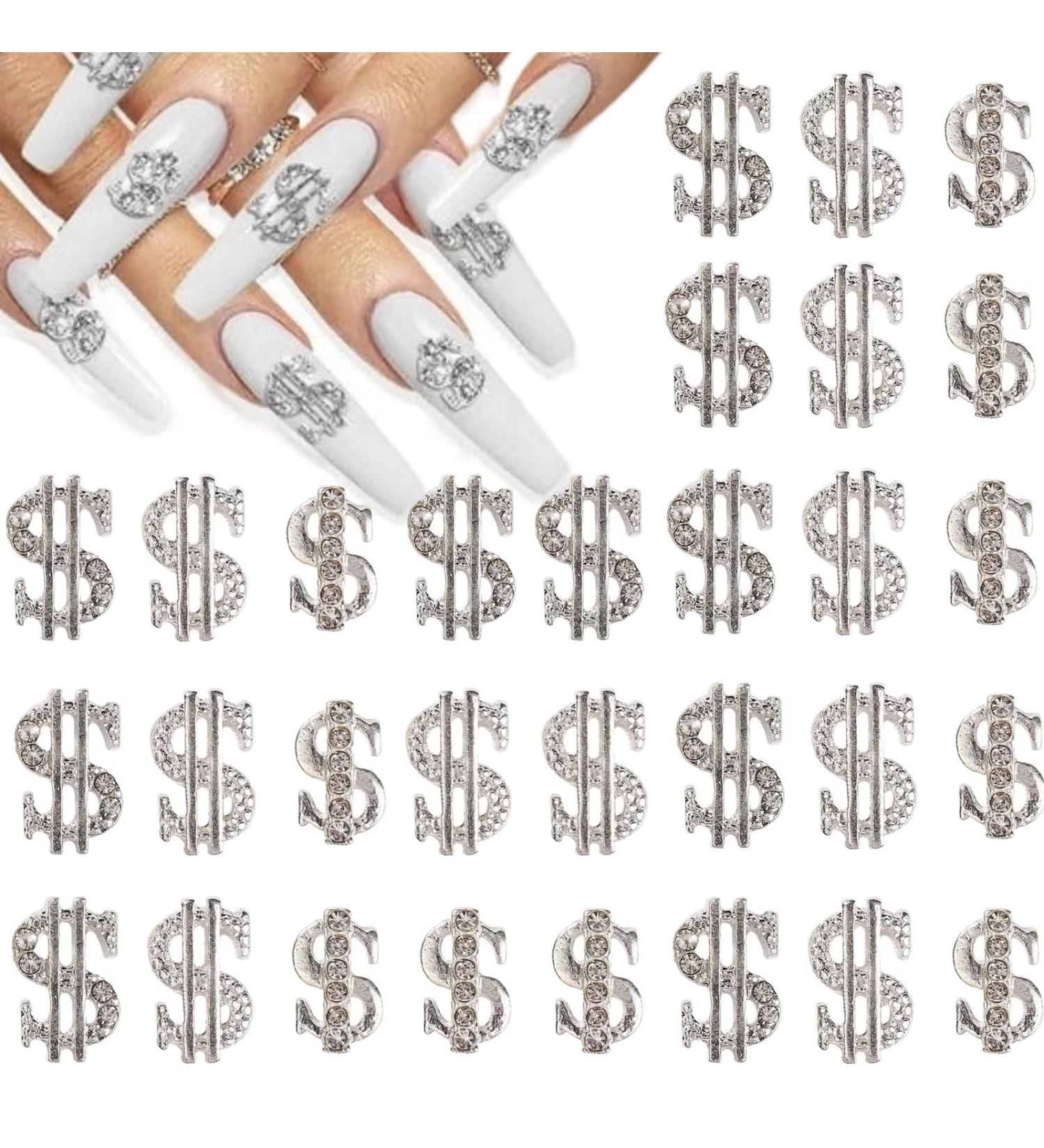 RUNRAYAY 30pcs Bling Alloy Dollar Nail Charms 3D Nail Charms for Acrylic Nails Decoration with Gems and Rhinestones Shiny Luxury Design Crystal Nail Jewels Nail Art Supplies for Women DIY Manicure - Buy Online on GoSupps.com
