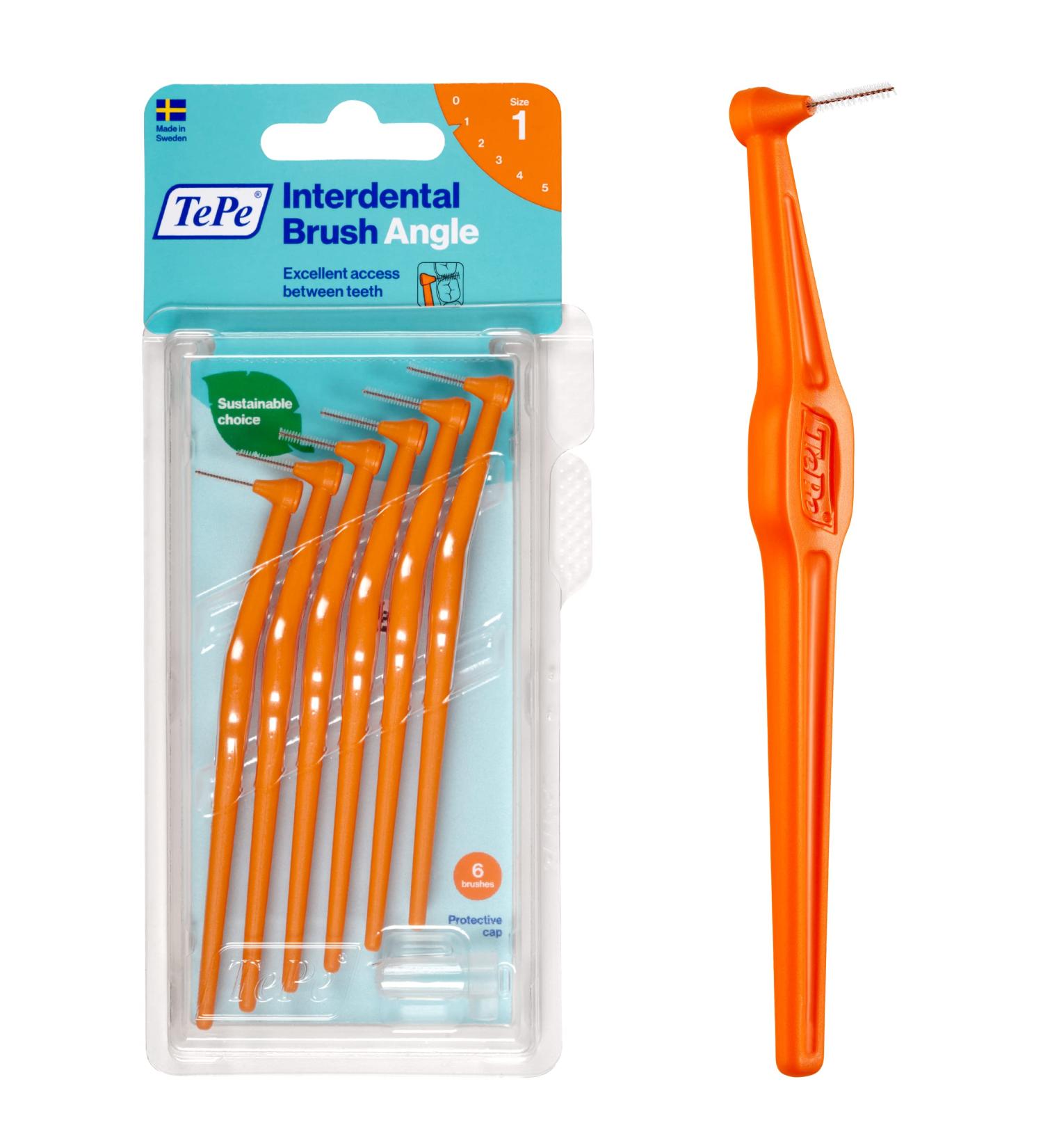 TePe Interdental Brush Angle - Orange 0.45mm | Best Oral Care Tool for Healthy Teeth | International Shipping Available - Buy Online on GoSupps.com