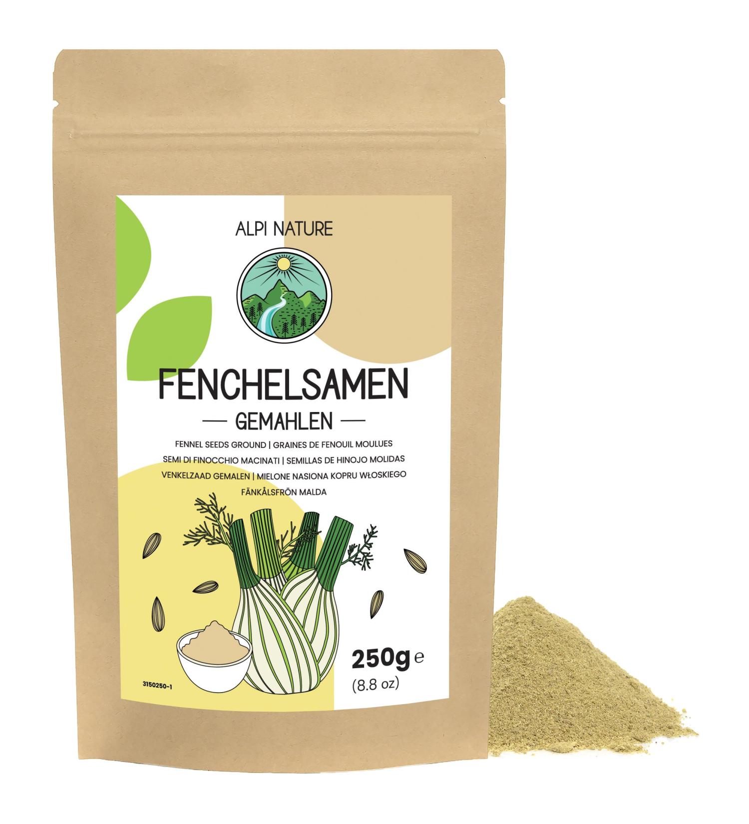 Alpi Nature Graine de Fenouil Moulu 250g Graines de Fenouil Moulues Fenouil en Poudre Fenouil Graines en Poudre - Buy Online on GoSupps.com