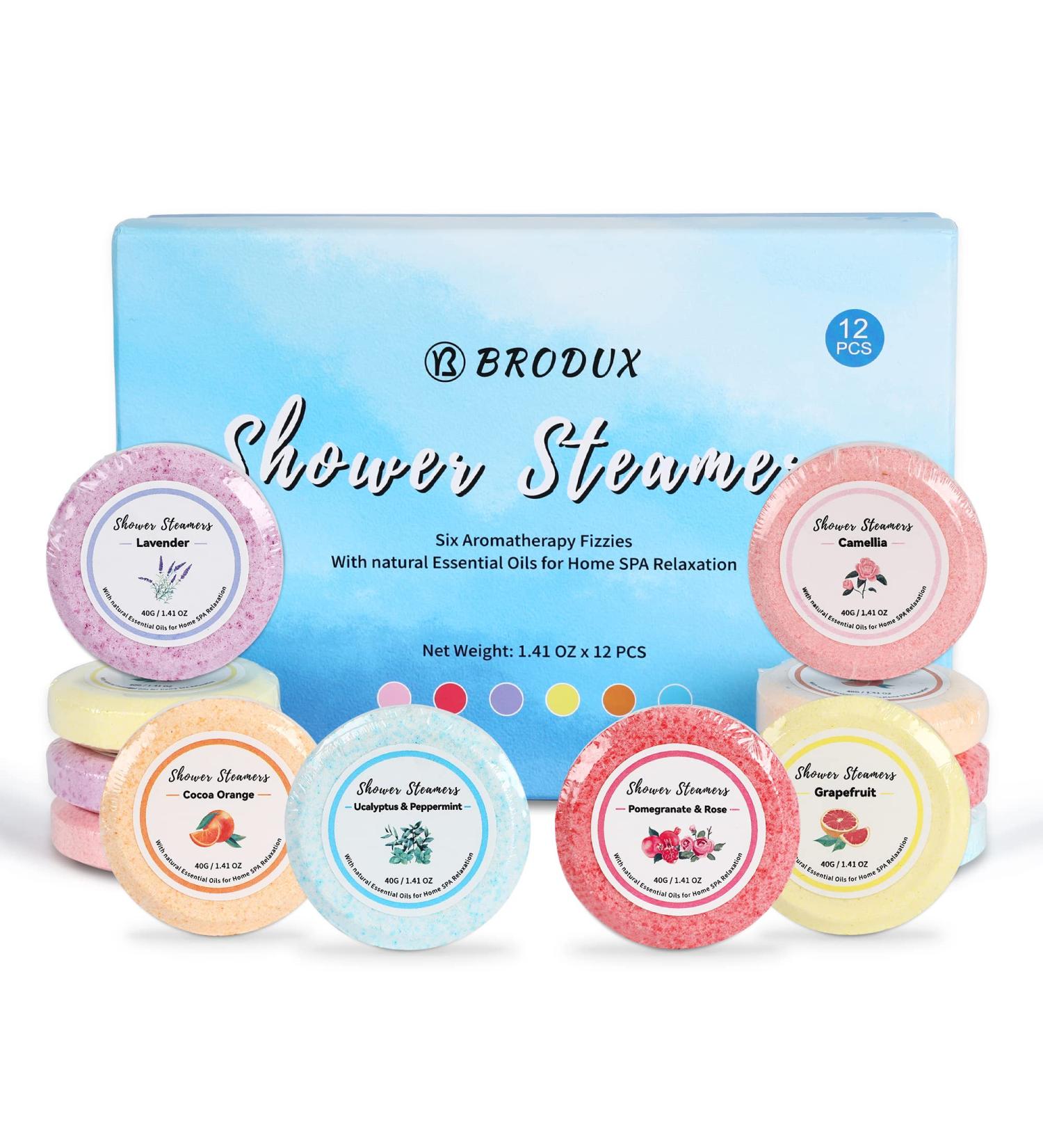 Organic Aromatherapy Shower Steamers Gift Set - 12 Essential Oil Bombs for Home Spa Relaxation - Perfect Stress Relief Gift for Women and Men - Buy Online on GoSupps.com