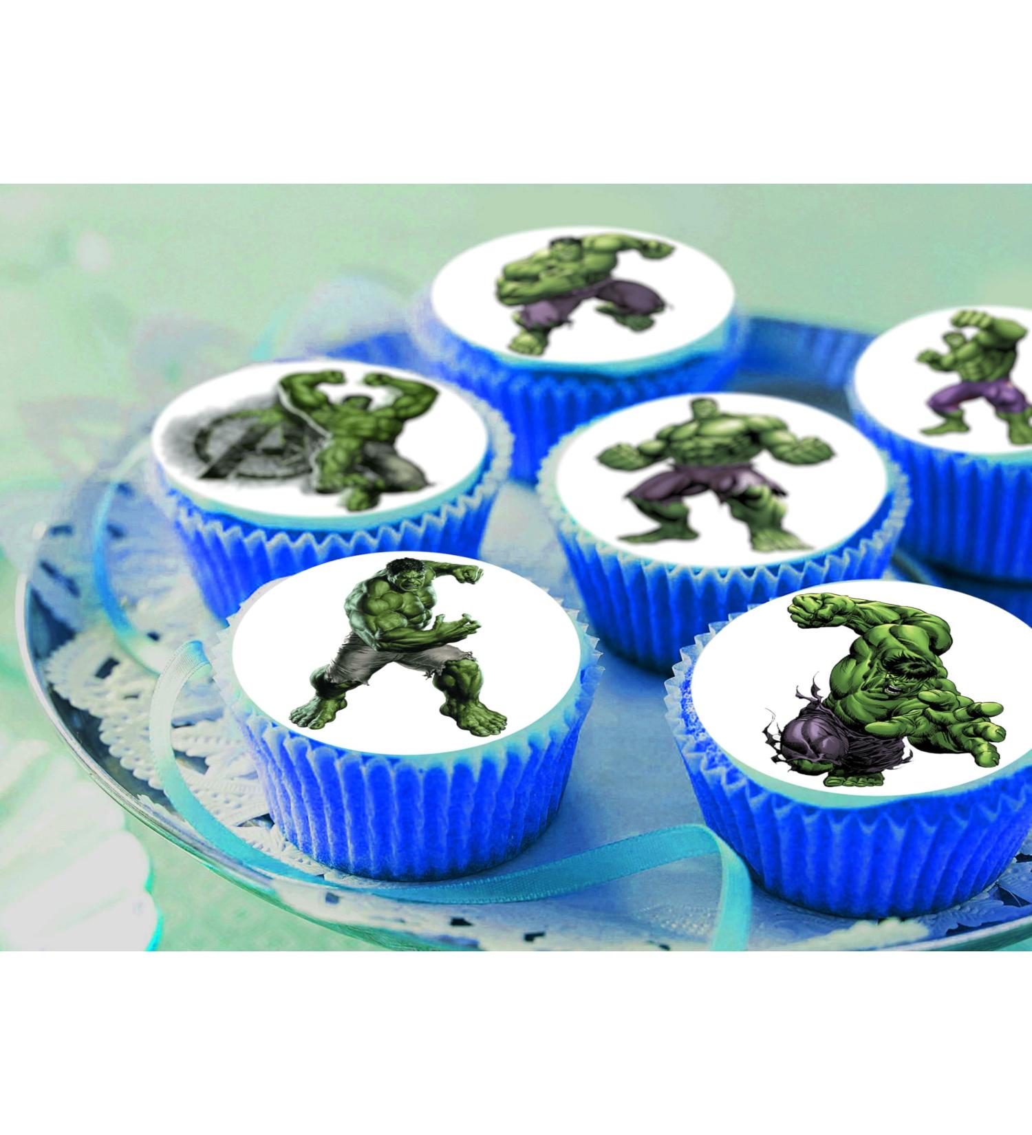 Pre-Cut Hulk 1B Edible Stand up Wafer/Rice Paper Cupcake Cake Toppers Birthday Party Superhero Decorations (24) - Buy Online on GoSupps.com