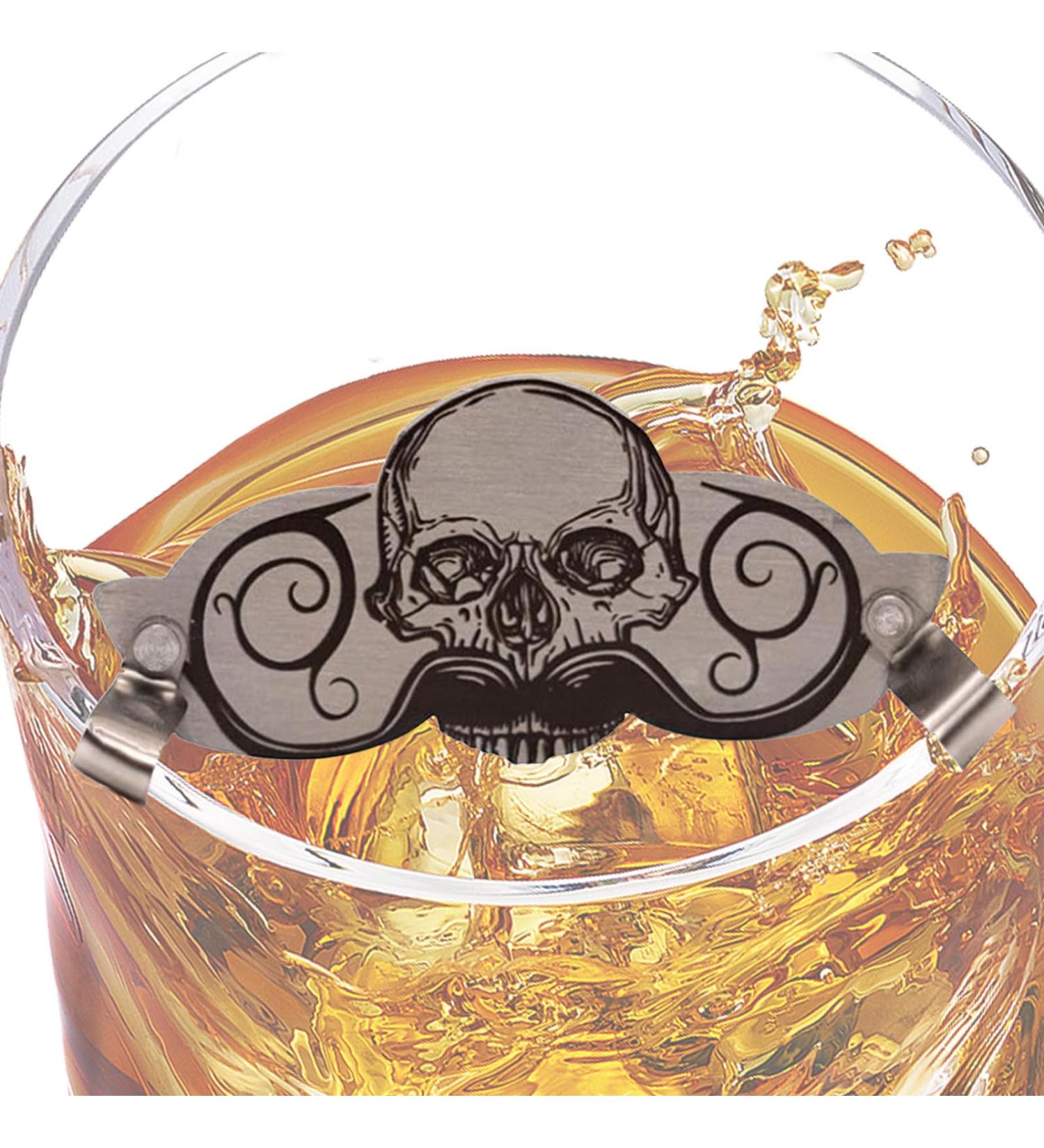Generisch Protection contre les boissons pour moustache | Protection de tasse en acier inoxydable | Couvercle de tasse moustache | Embout de protection de barbe avec design t te de mort pour caf  - Buy Online on GoSupps.com