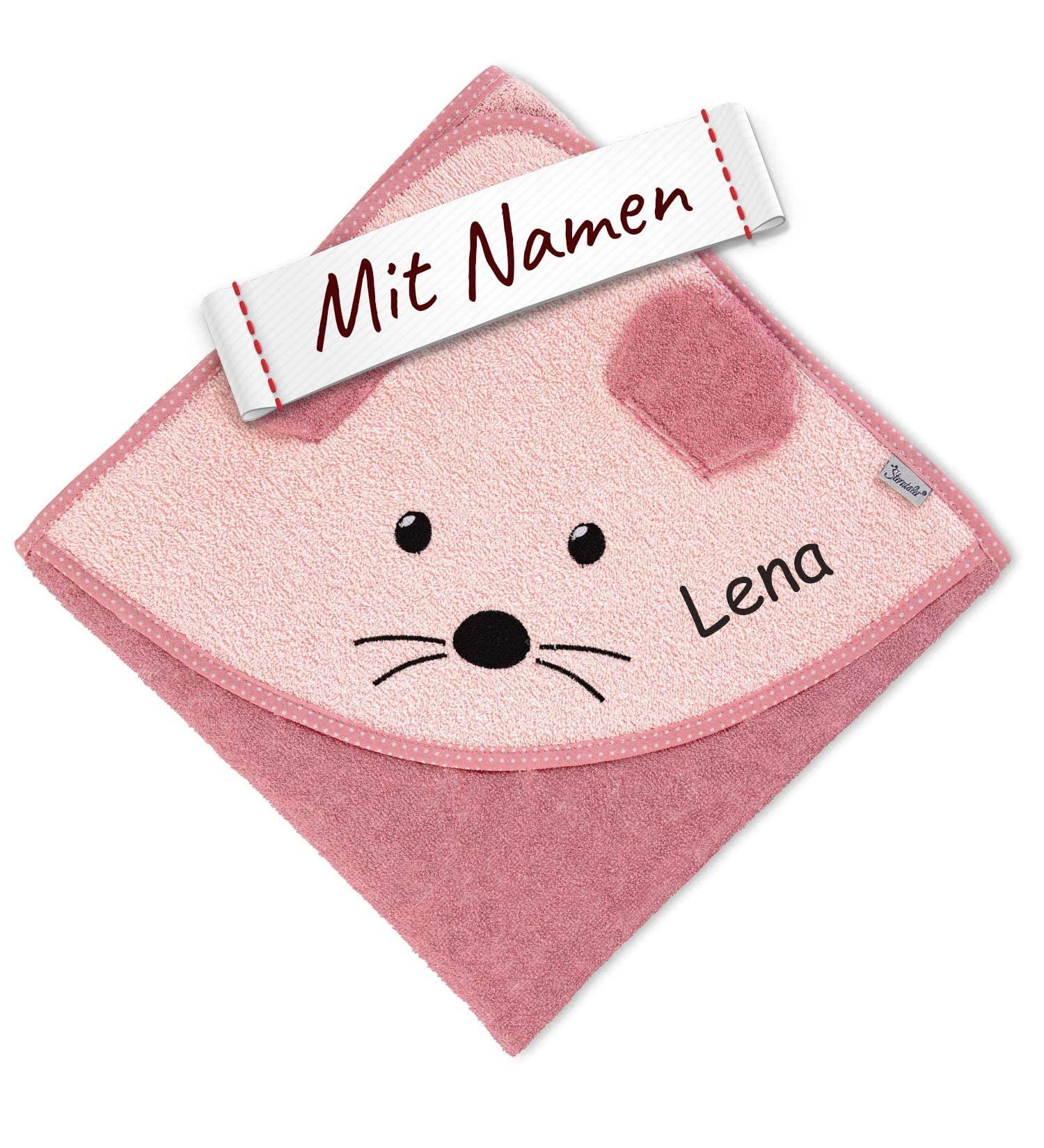 Sterntaler Mabel Hooded Towel for Babies & Children Embroidered Bath Towel in Pink 100x100 cm Cute Mouse Design - Buy Online on GoSupps.com