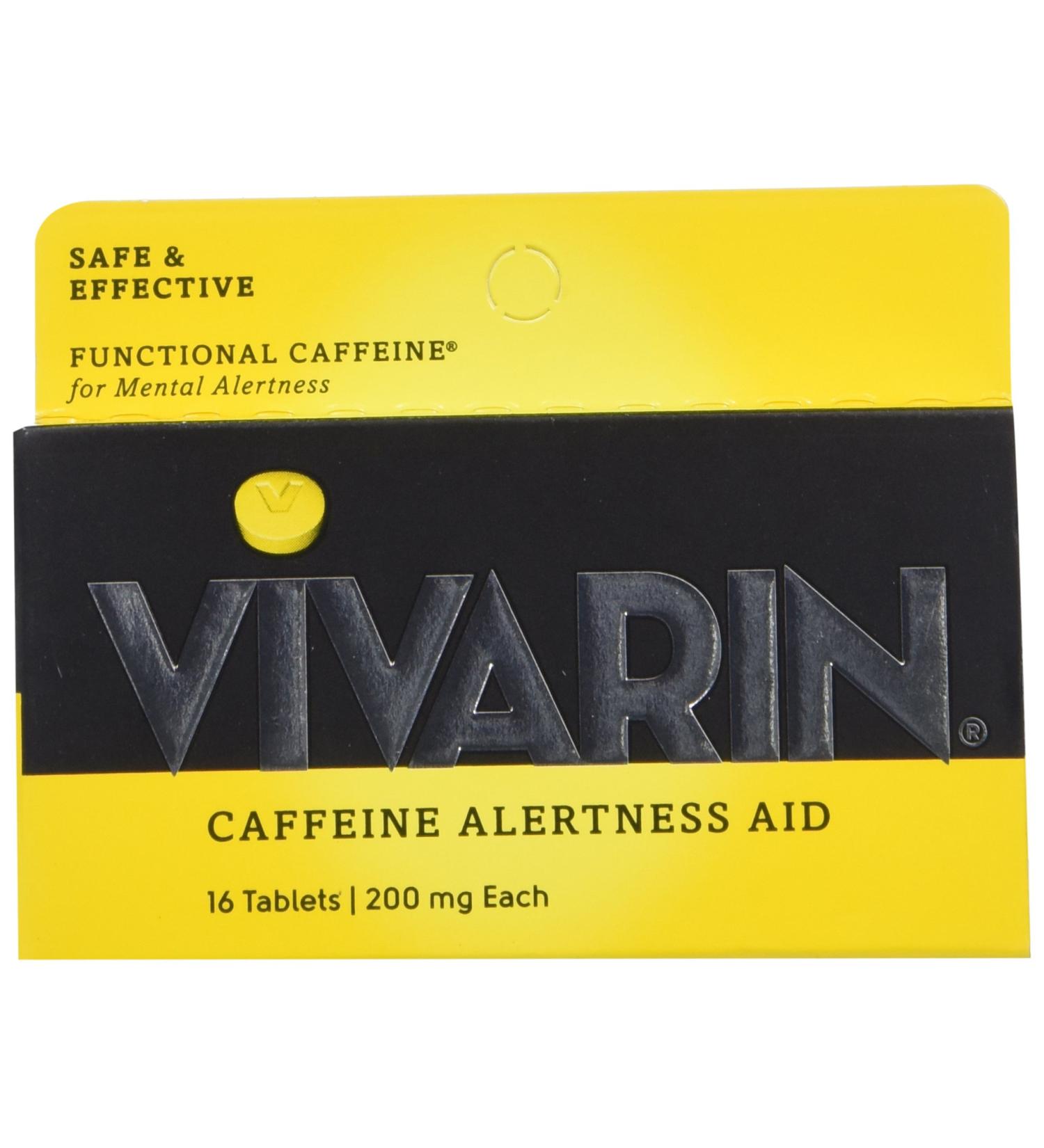 Vivarin 200mg Caffeine Alertness Aid - Fast Acting - 3 Packs of 16 Tablets (48 Tablets Total) - Buy Online on GoSupps.com
