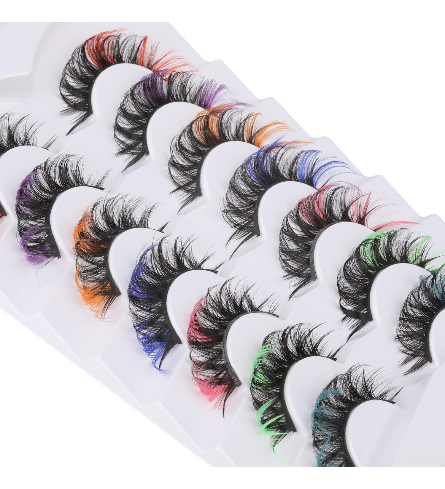 Ruairie Colored False Eyelashes - Fluffy Wispy Russian Strip Lashes - 7 Colors D Curl Volume Curly Faux Mink Lashes - Buy Online on GoSupps.com