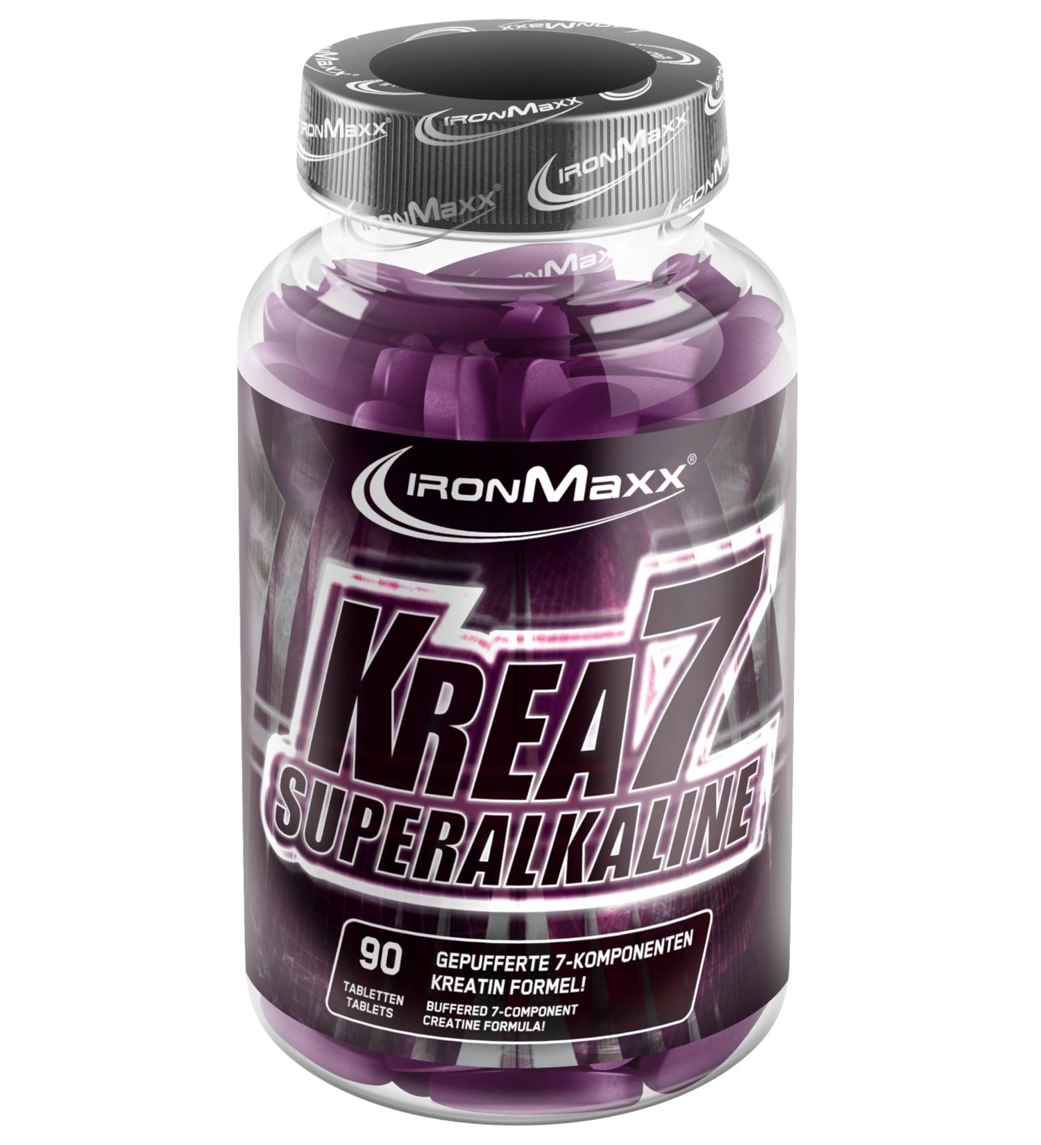 IronMaxx Krea7 Superalkaline Creatine Tablets - High-Dose 7-Component Formula | Sugar-Free | 90 Pieces - Best for Muscle Growth & Performance - Buy Online on GoSupps.com