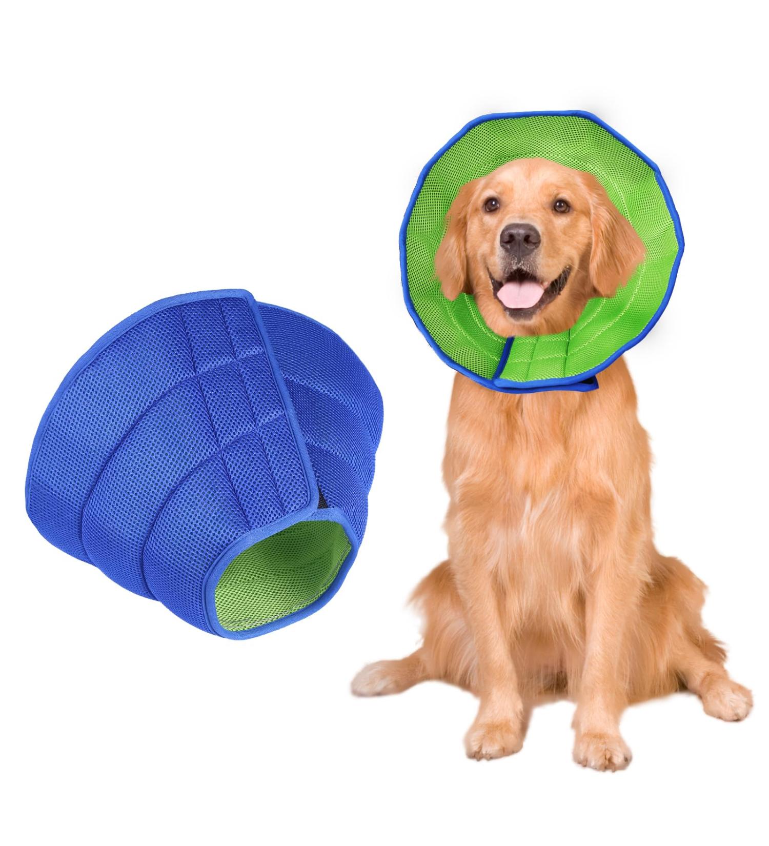 Dog Cone Collar After Surgery Adjustable Dog Cones to Stop Paw Licking Soft & Breathable Pet Recovery Collars Protective Neck Collars for Dogs and Cats Quick Healing Elizabeth Collar (Blue & Green L) - Buy Online on GoSupps.com
