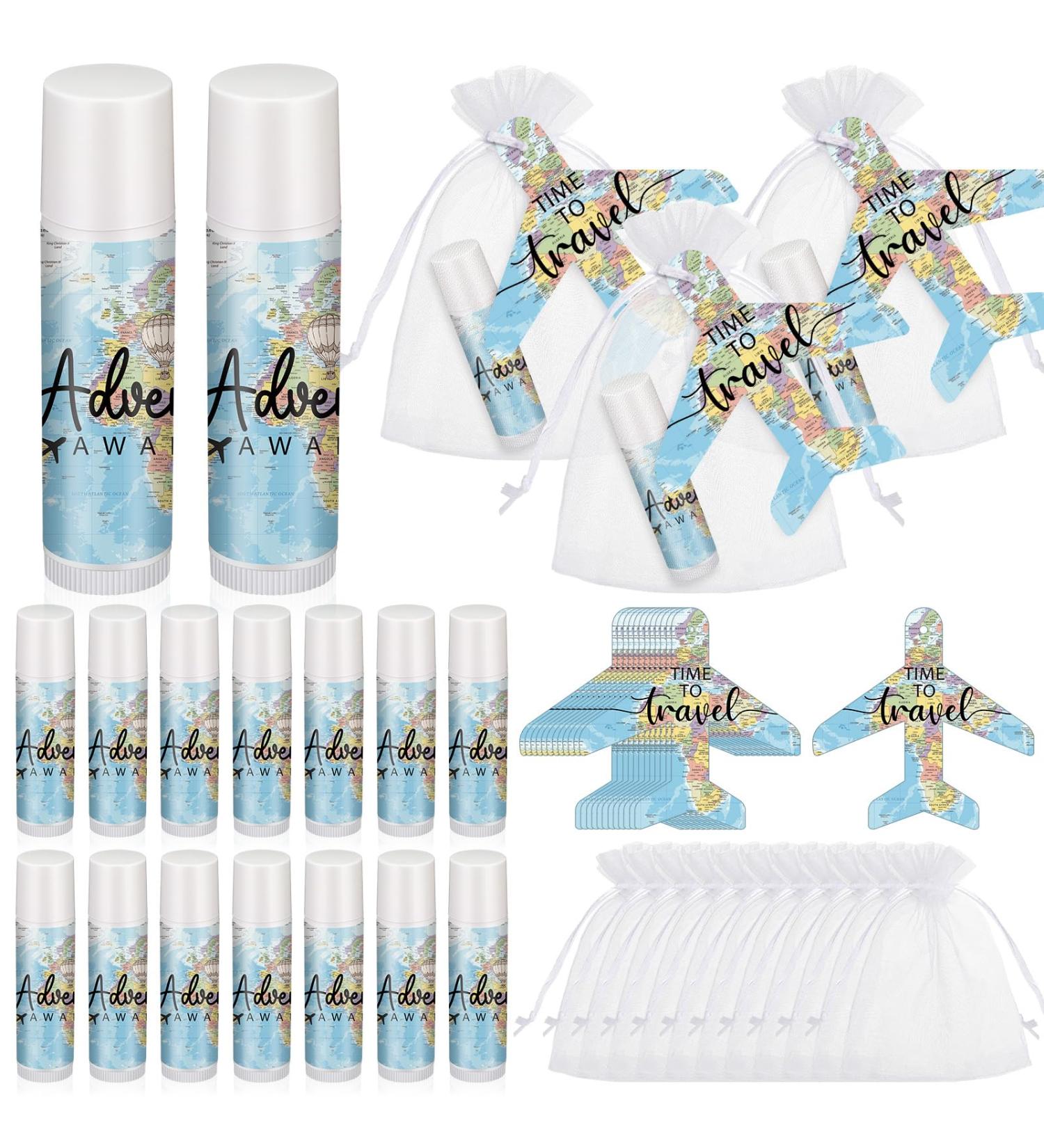 Travel Themed Party Supplies | 25 Sets Lip Balm Gift Set for Adventure Parties Bridal & Baby Showers | Let the Adventure Begin Decorations - Buy Online on GoSupps.com