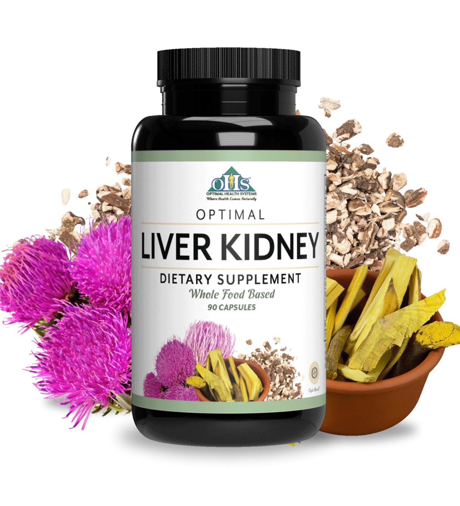 Optimal Health Systems Liver/Kidney | Detox & Cleanse | Milk Thistle Dandelion Barberry Molasses + Opti-Blend Enzymes for Absorption | 90 Capsules - Buy Online on GoSupps.com