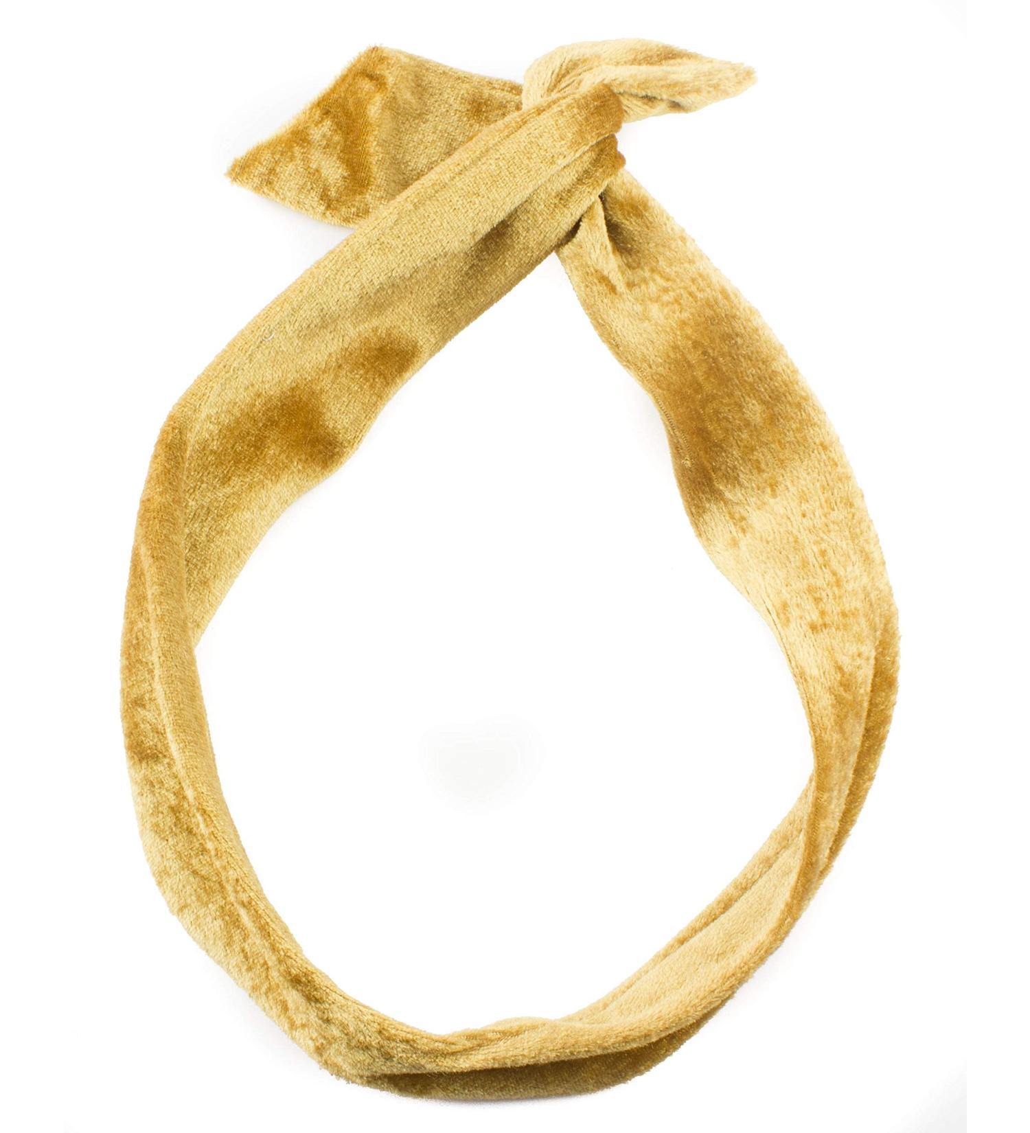 Mytoptrendz Wire Headband Plain Velvet Adjustable Bendy Usangi Wired Hair Band Hair Tie Twist Bowknot Rockabilly Retro Boho Rockabilly Scarf (Gold Beige) - Buy Online on GoSupps.com