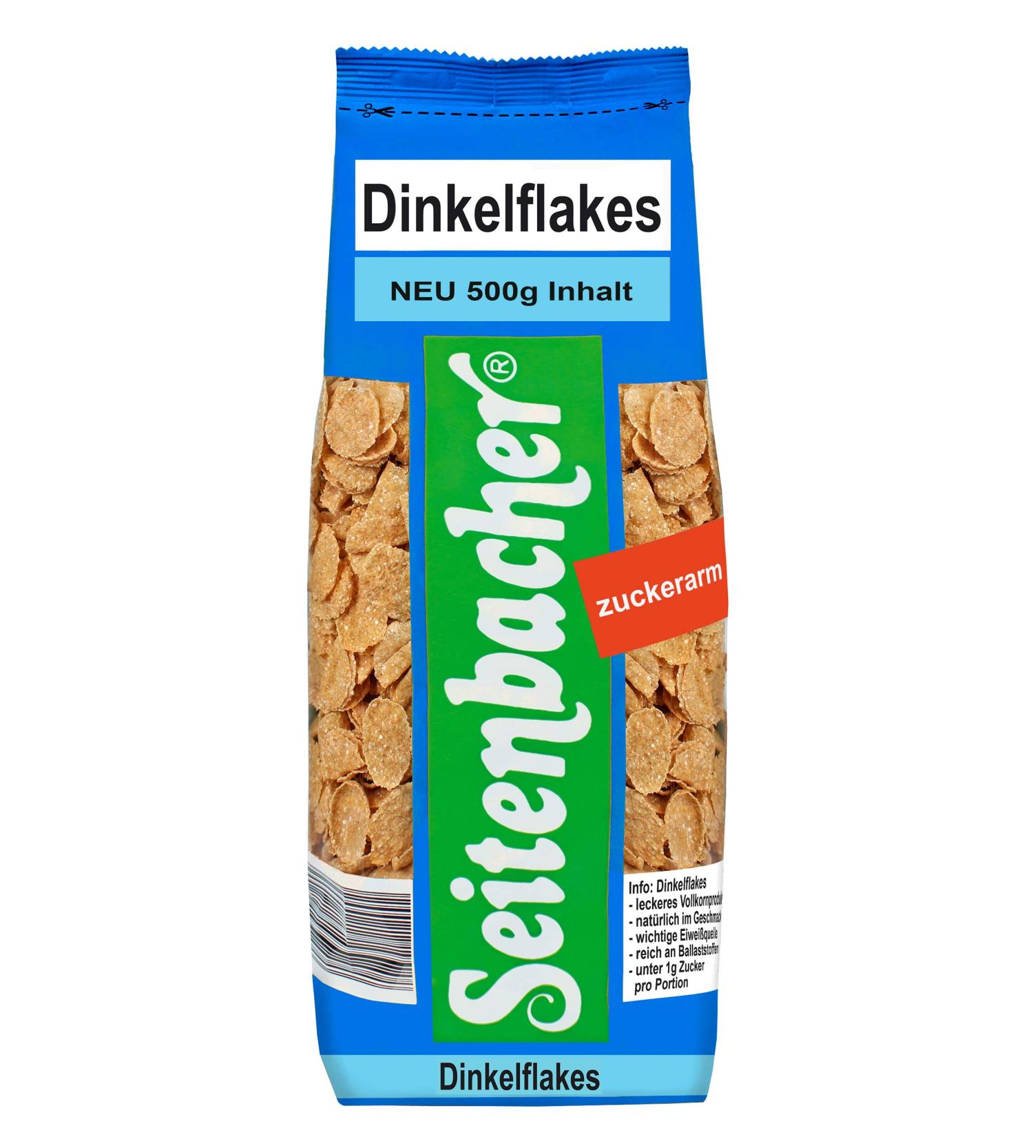 Seitenbacher Spelled Flakes whole wheat low in sugar crispy large flakes wheatfree 6 pieces 6 x 500 g - Buy Online on GoSupps.com