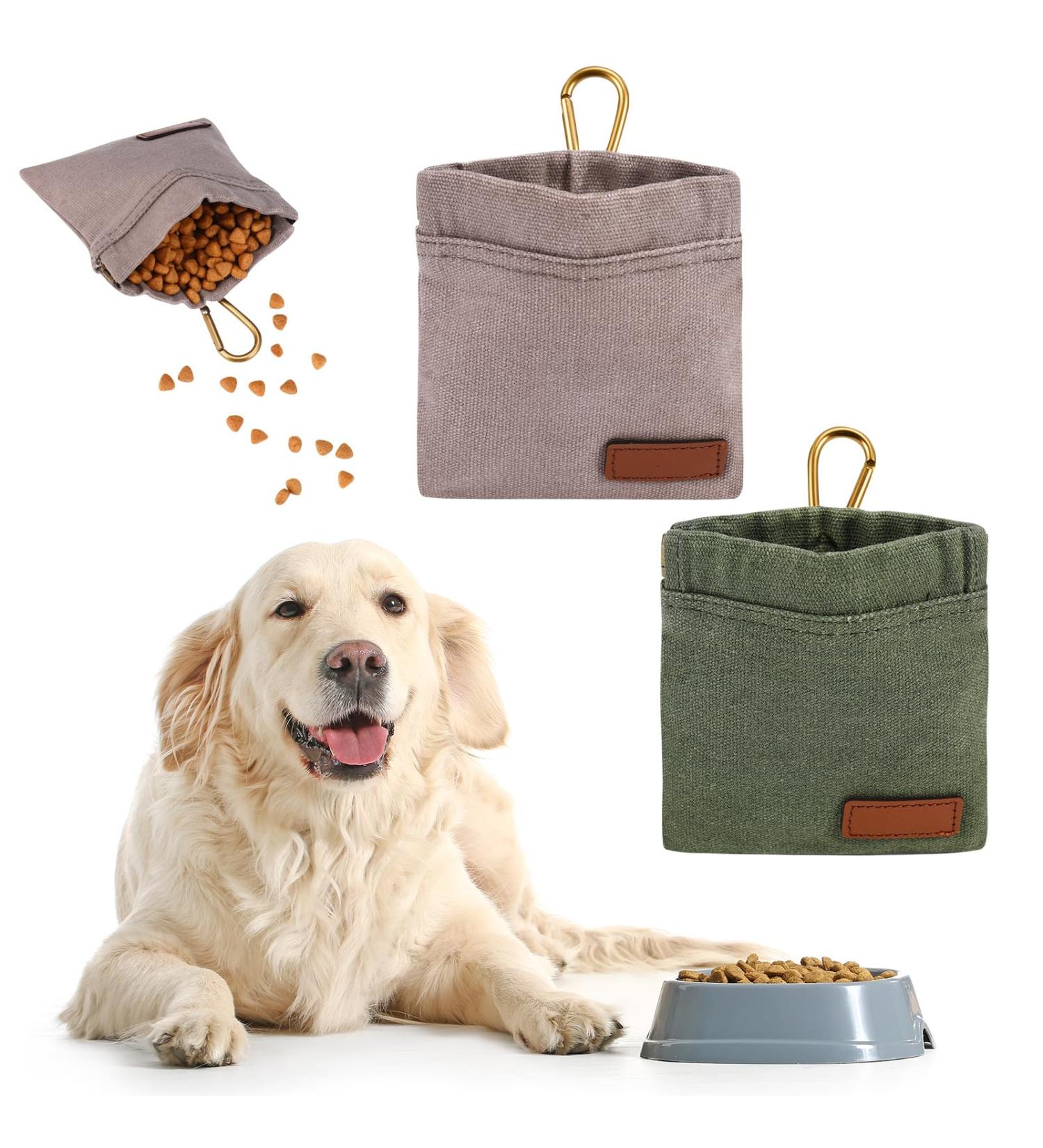 Fantesi Portable Dog Training Treat Bag - 2 Pcs Hands-Free Snack Dispenser with Carabiner for Easy Walking & Feeding - Buy Online on GoSupps.com