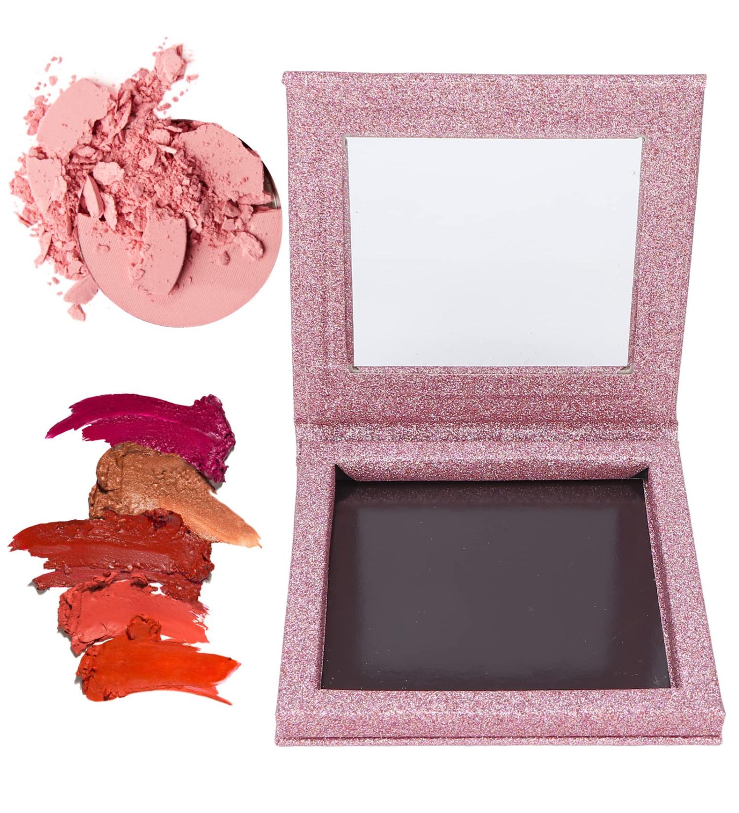Shop Pink Magnetic Makeup Palette - Empty Square Self-Adhesive Palette with Transparent Lid for Eyeshadow Lipstick Blush & Powder - International Shipping Available - Buy Online on GoSupps.com