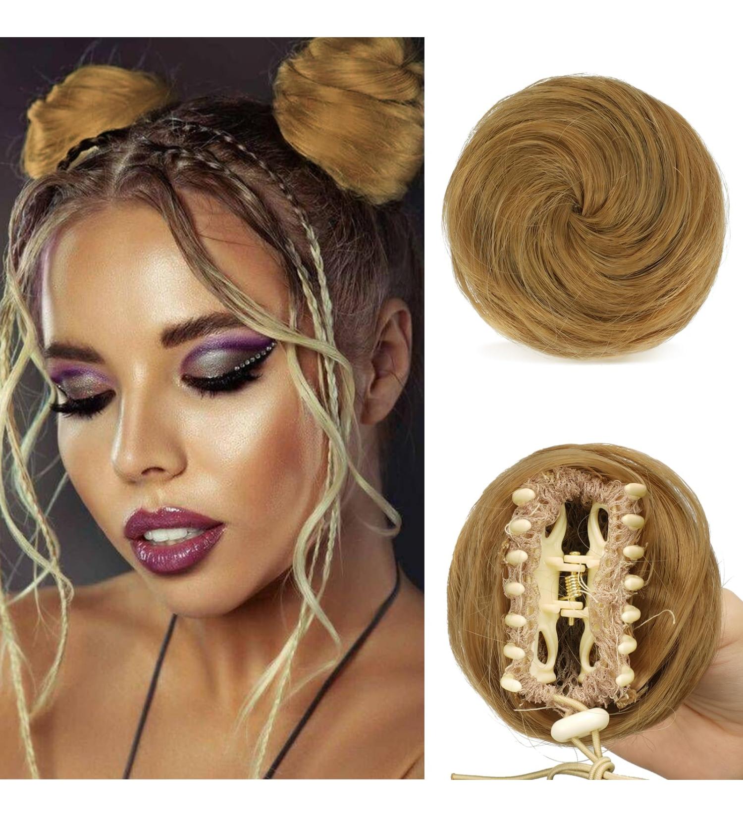 Sofeiyan Mini Claw Clip Cat Ears Hair Bun Extension - 2PCS Synthetic Updo Space Bun for Women Girls - Buy Online on GoSupps.com