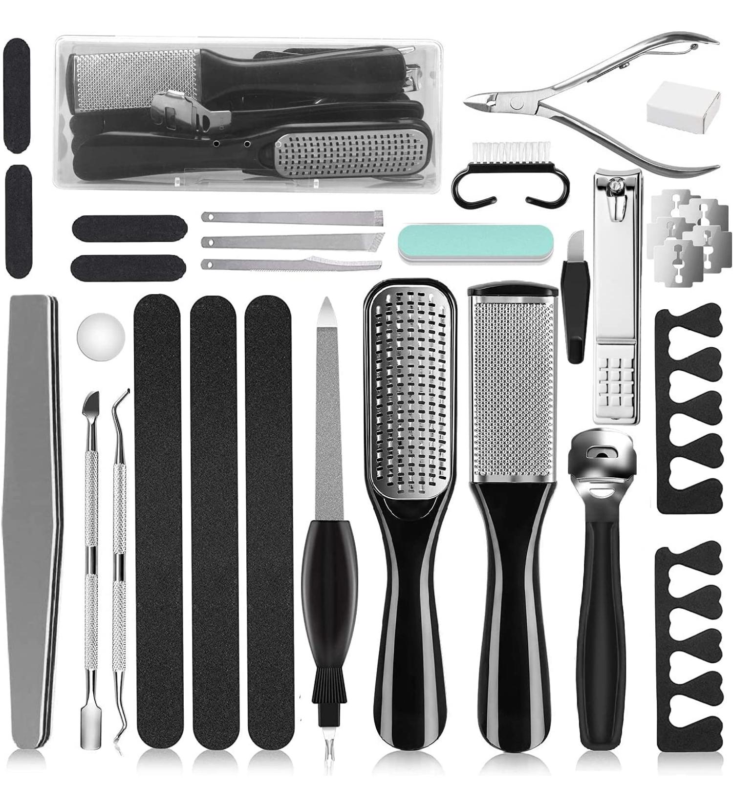 26-in-1 Professional Pedicure Tools Set - Stainless Steel Foot Care Kit for Men and Women - Foot File, Callus Remover, Travel-Friendly - Buy Online on GoSupps.com