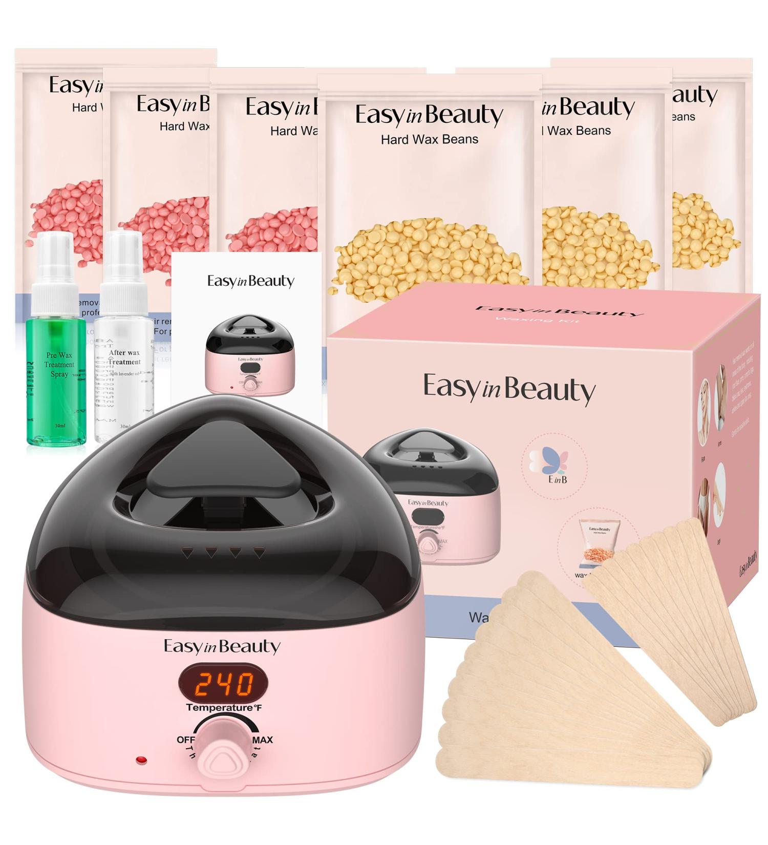EasyinBeauty Waxing Kit for Women Men - 6 Pack Hard Wax Beads & Warmer for Hair Removal - Sensitive Skin Formula - Ideal for Eyebrow, Facial, Armpit, Bikini, Brazilian - Target Different Hair Types - Buy Online on GoSupps.com