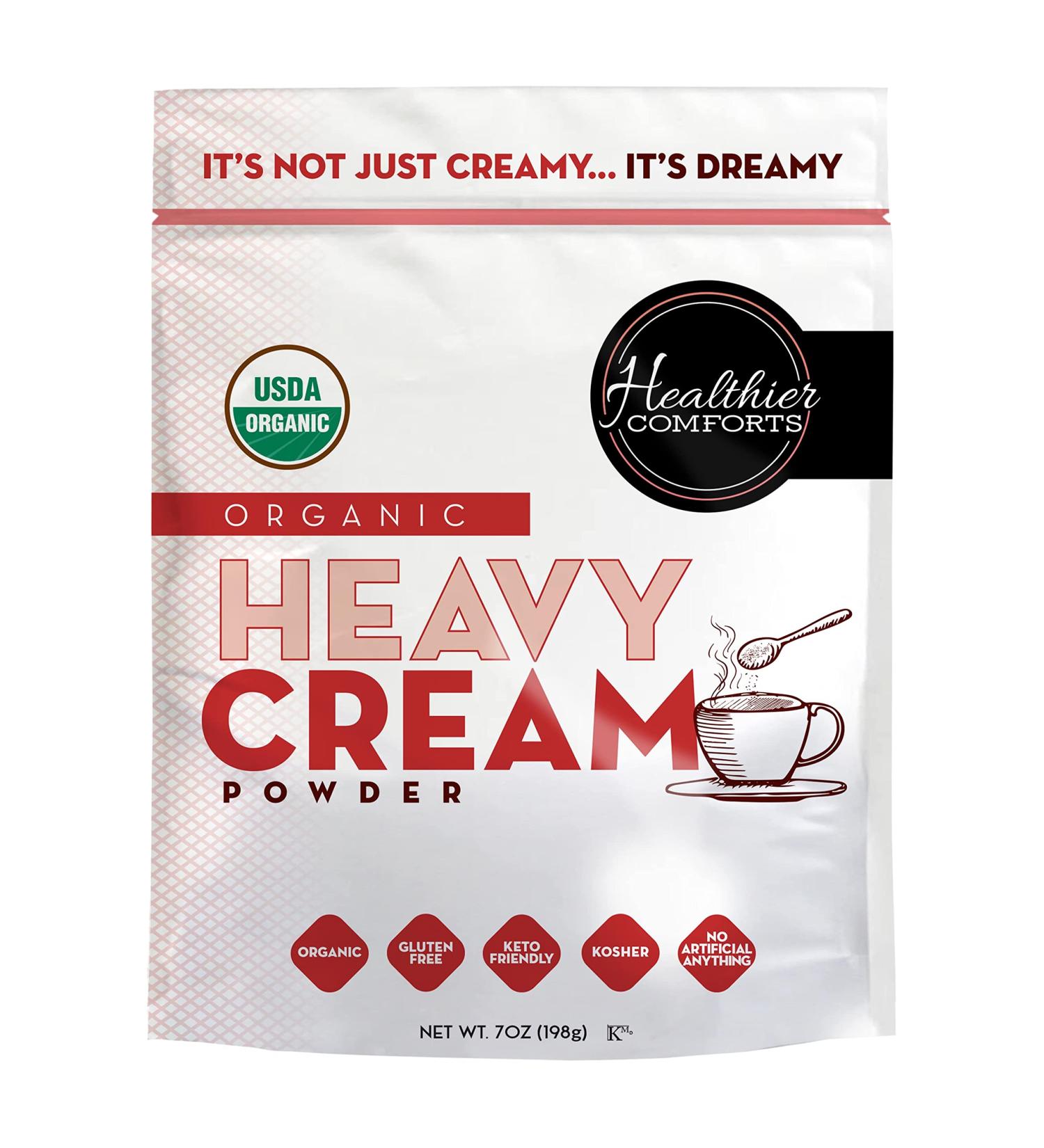 Organic Heavy Cream Powder (72% Butterfat) | USDA Certified, Kosher, Gluten Free, Non-GMO | Keto Friendly | Free of Antibiotics & Hormones | Made in USA - 7 oz - Buy Online on GoSupps.com