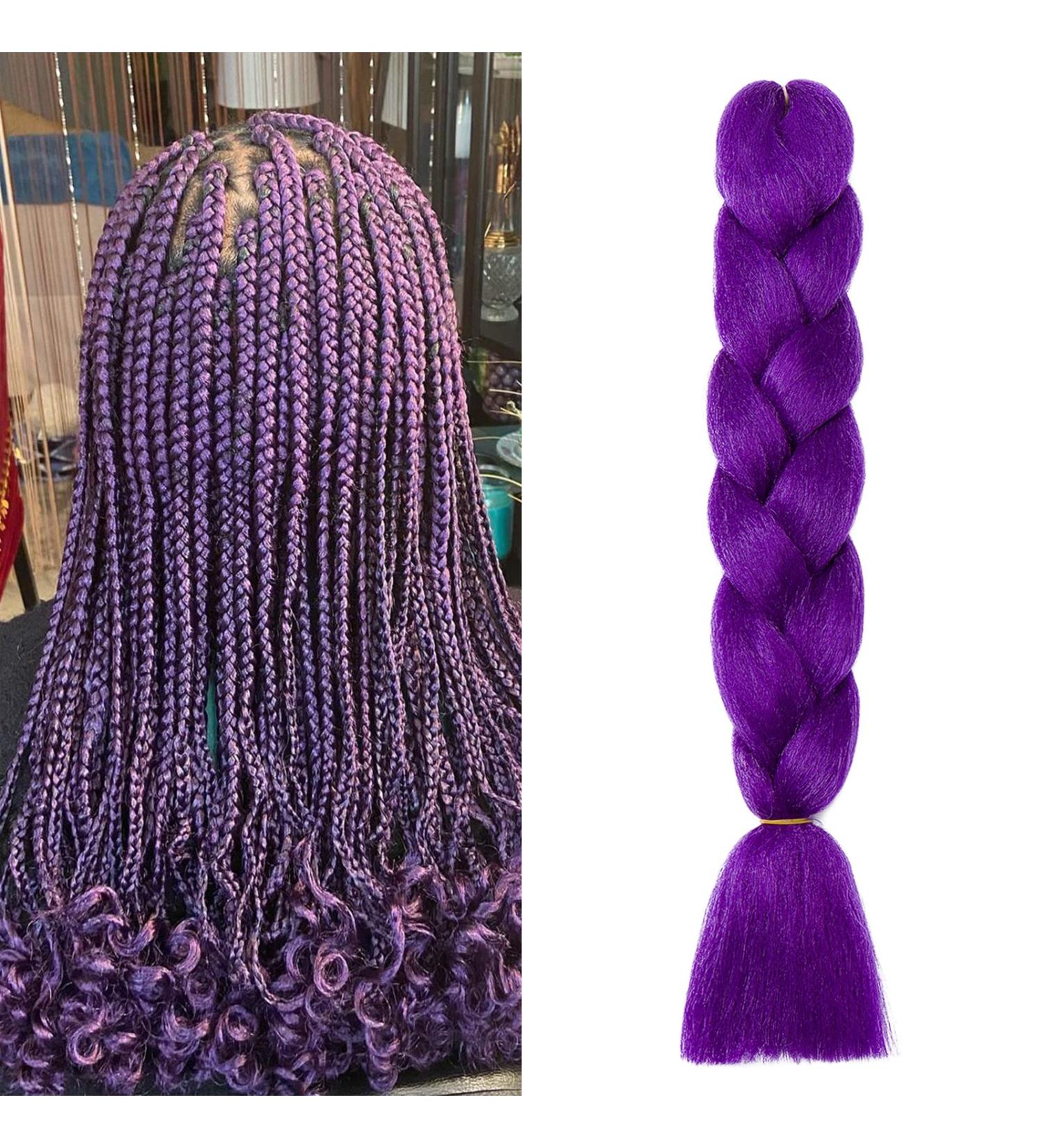 Gairyan Jumbo Braids Extensions - 100g Ombre Synthetic 60cm Dark Violet Braiding Hair for Box Crochet Braids - Buy Online on GoSupps.com