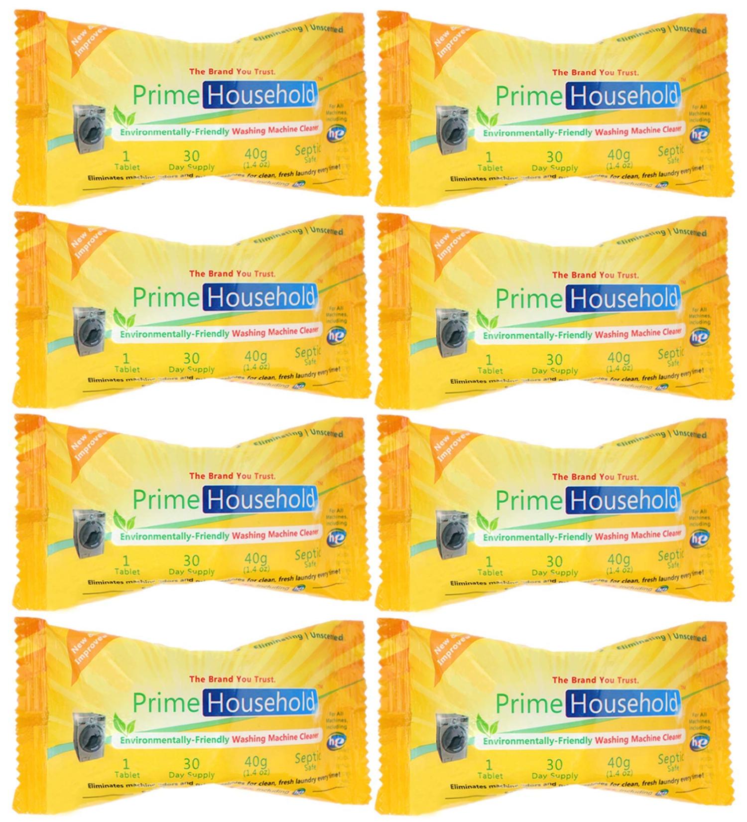 PrimeHousehold Eco-Friendly Washing Machine Cleaner - 8 XL Tablets Eco-Pack - Buy Online on GoSupps.com