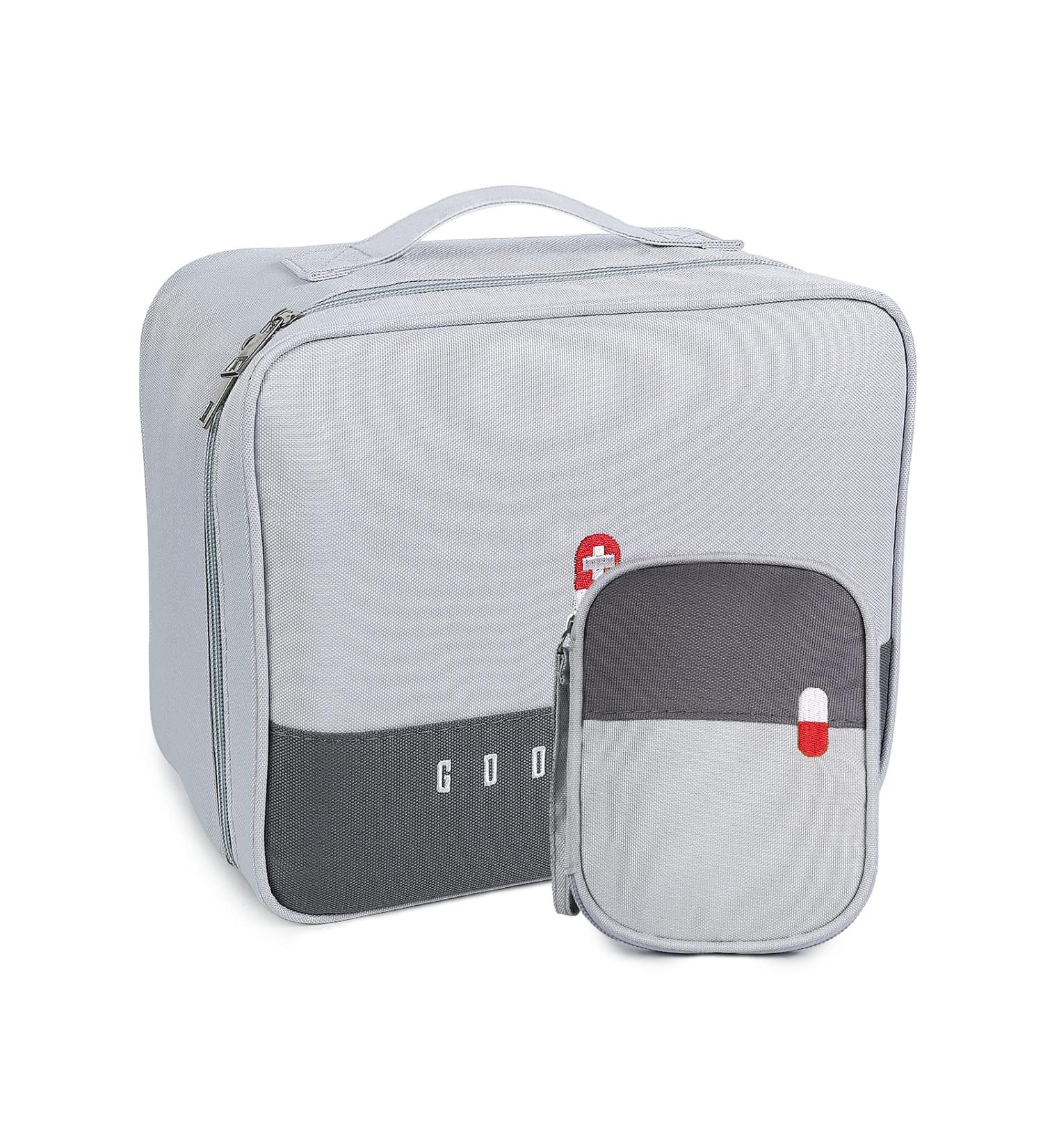 Romon Waterproof Travel Medication Bag Set | Large & Small Portable Pharmacy Storage | Grey | Ideal for Home Office & Travel - Buy Online on GoSupps.com