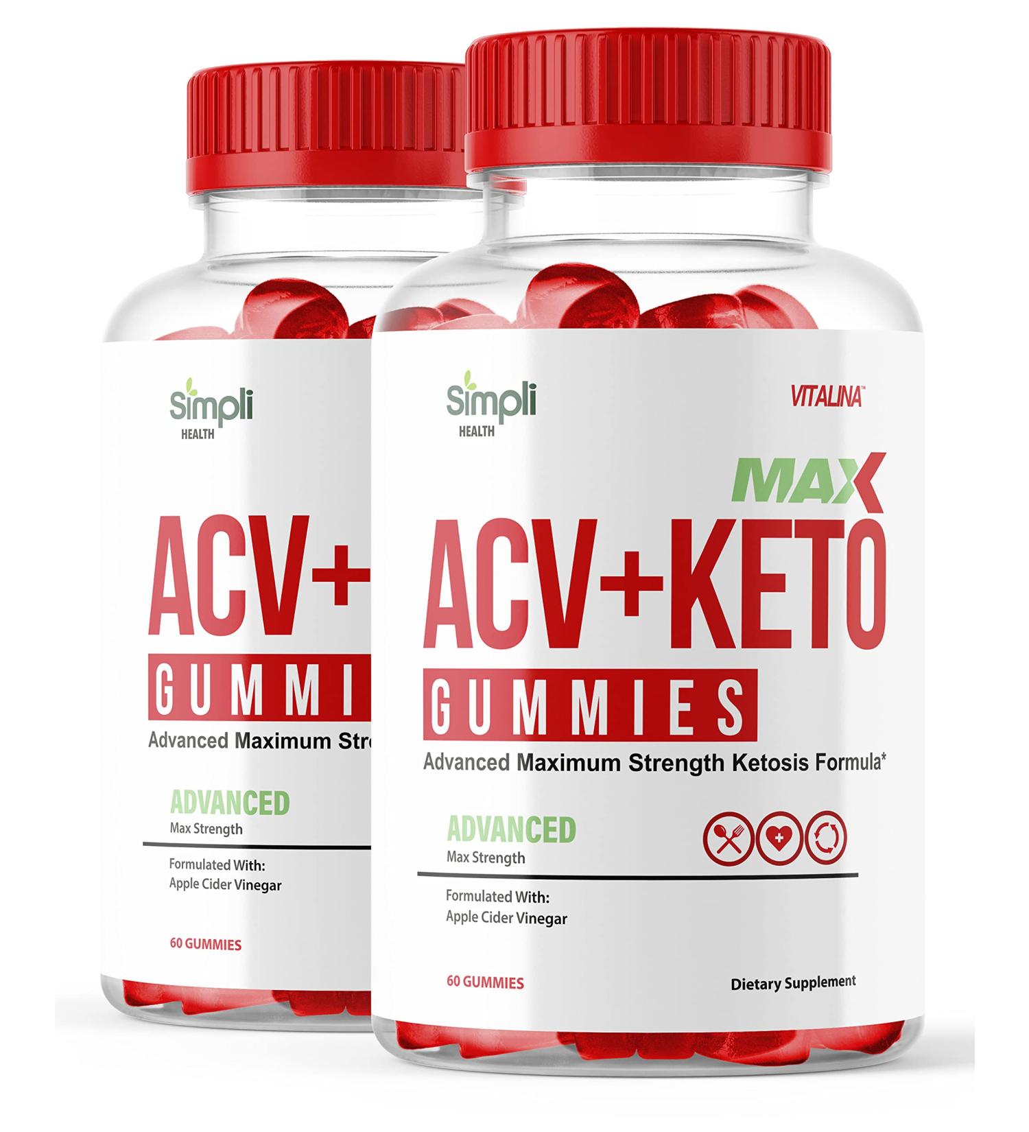 (2 Pack) Simpli Health Max ACV Gummies, New and Improved Simpli Health ACV Plus Ketogenic Gummies Formula, Simple ACV Gummies, Apple Cider Vinegar Gummies, Simplihealth ACV Ketosis 60 Count (Pack of 2)