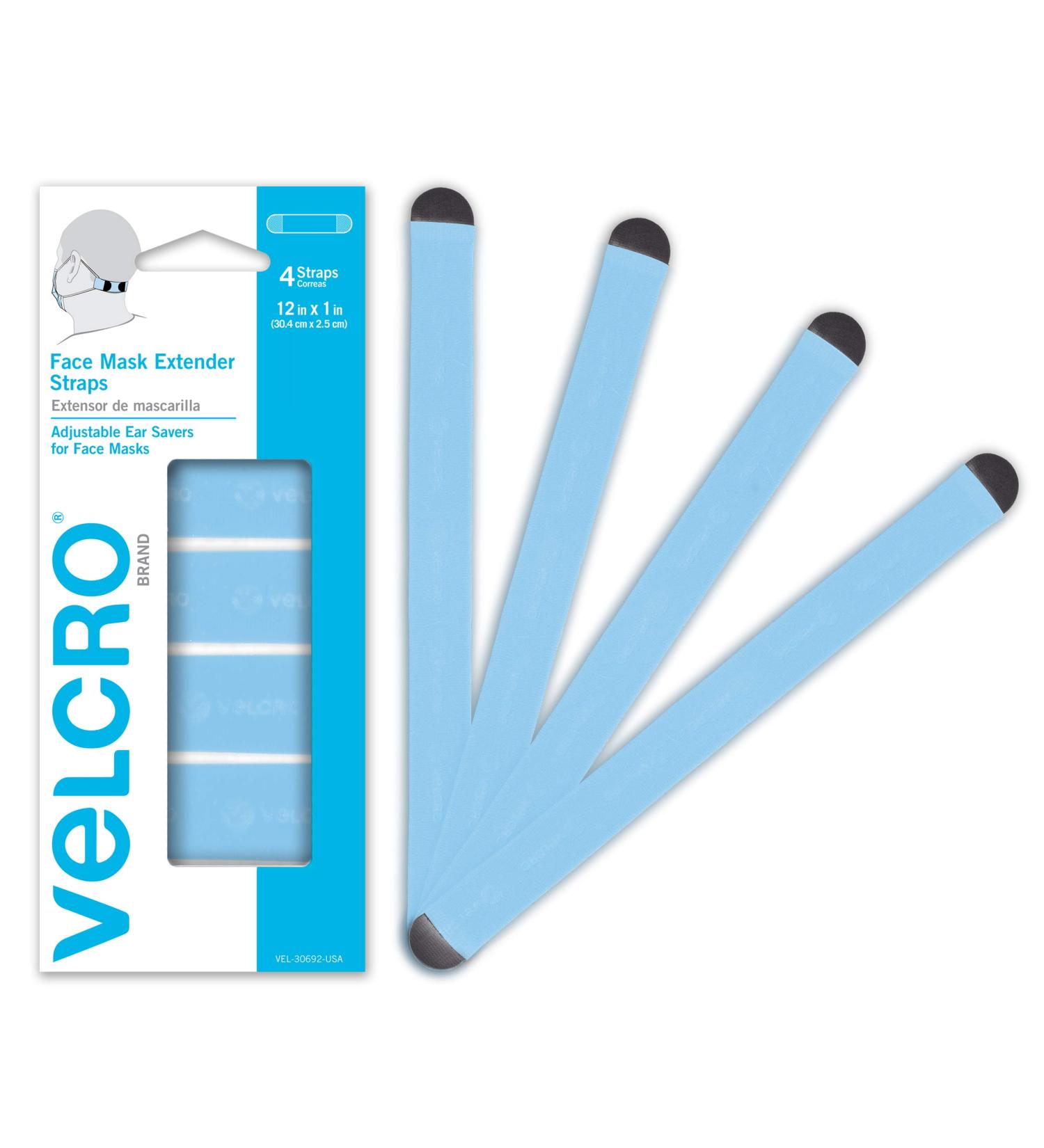 VELCRO Brand Face Mask Extender Straps 4pk Light Blue - Comfortable & Adjustable Ear Savers - Buy Online on GoSupps.com