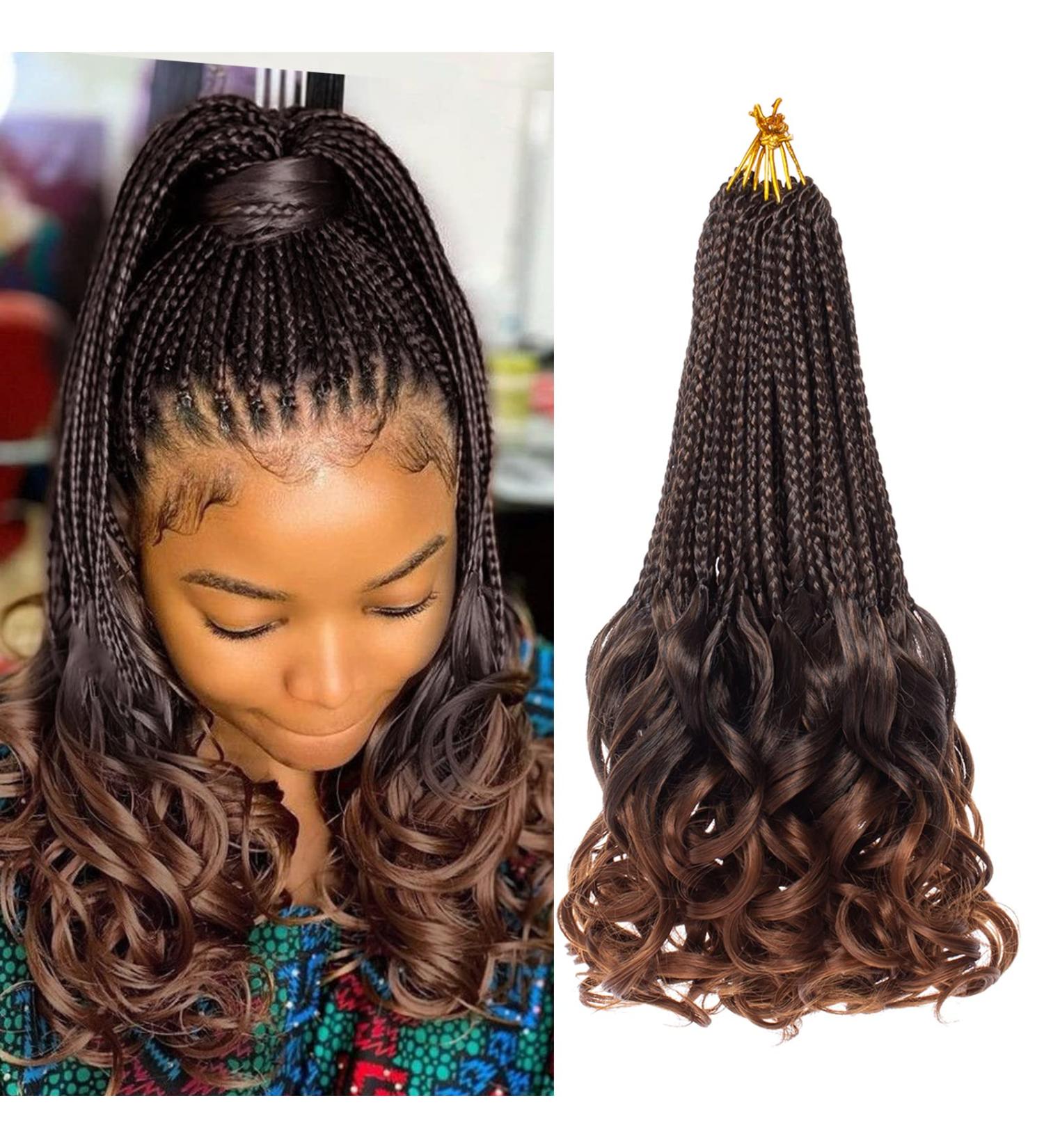 RuiYok French Curl Crochet Braids 14 Inch Ombre Brown Goddess Box Braids - Pack of 8 | T30 - Buy Online on GoSupps.com