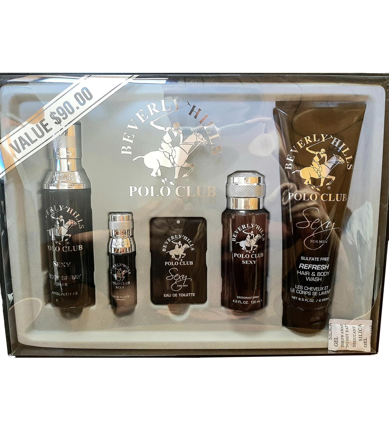 Beverly Hills Polo Club Sexy 5 Piece Cologne Gift Set for Men Eau de Toilette Body Spray Deodorant After Shave