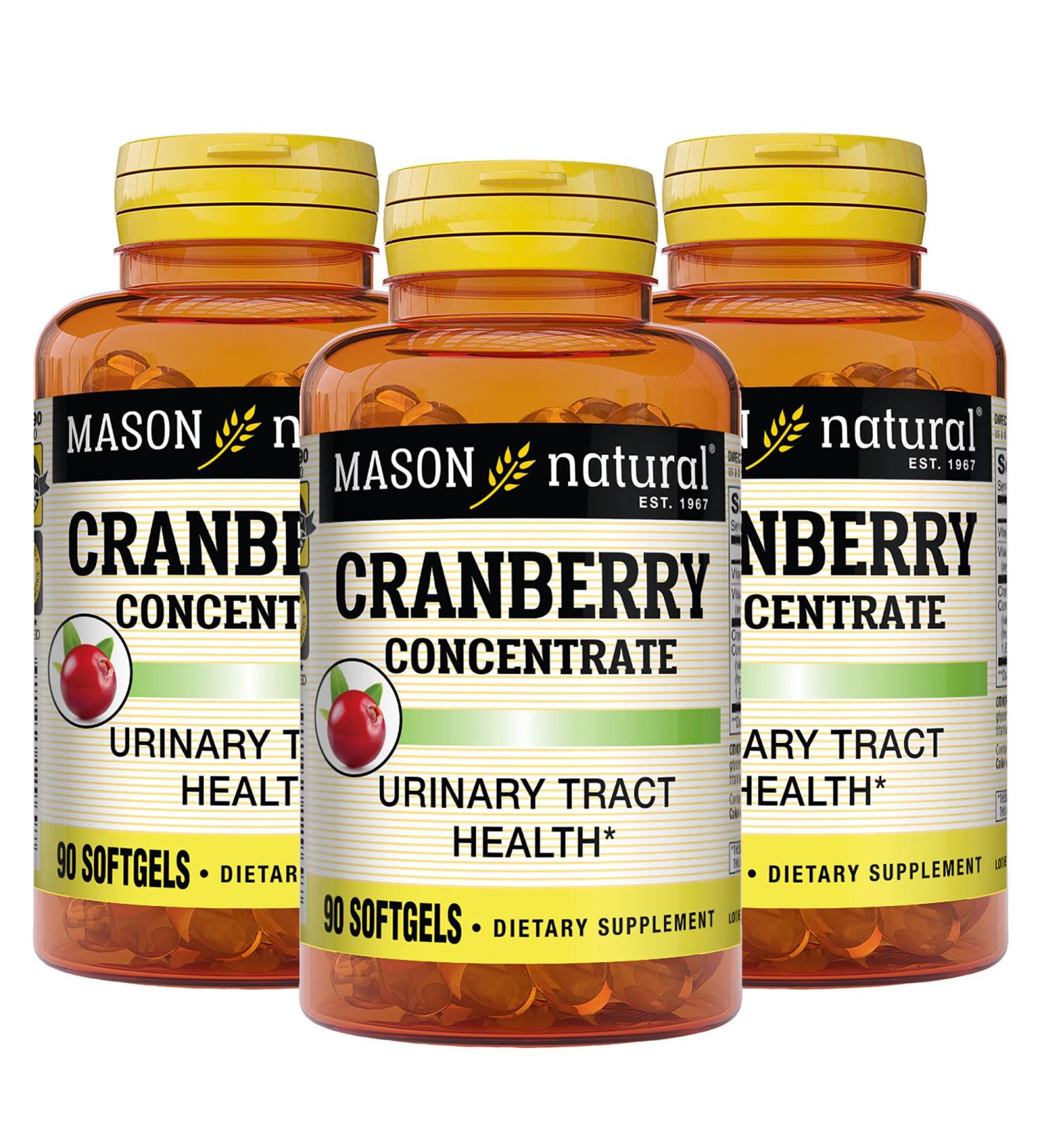 MASON NATURAL Cranberry 12:1 Concentrate with Vitamin C & E Supports Immune & Urinary Health 90 Capsules Pack of 3 - Buy Online on GoSupps.com