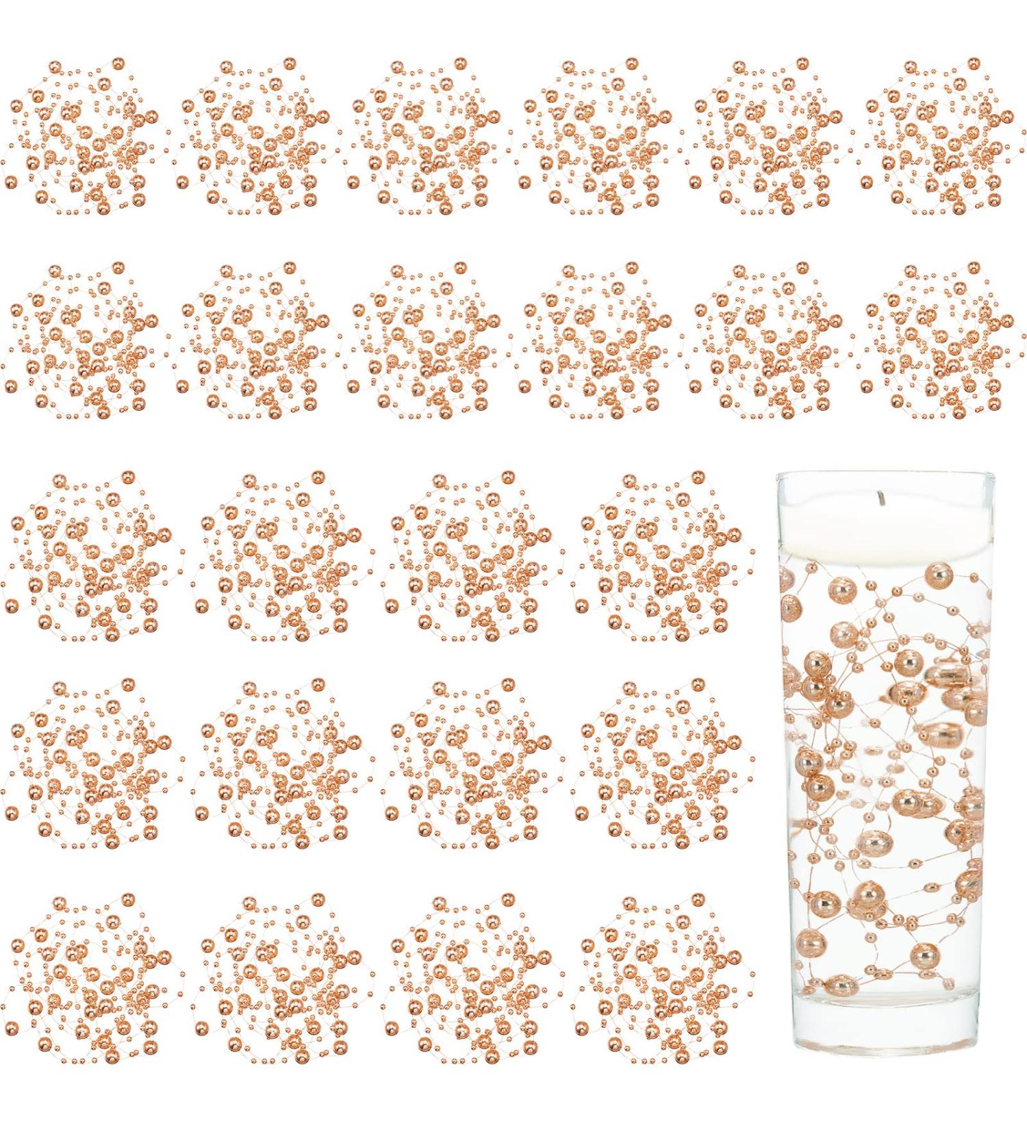 24 Pcs Rose Gold Artificial Pearl String for Vases & Centerpieces - Wedding & Christmas Party Decor - Buy Online on GoSupps.com