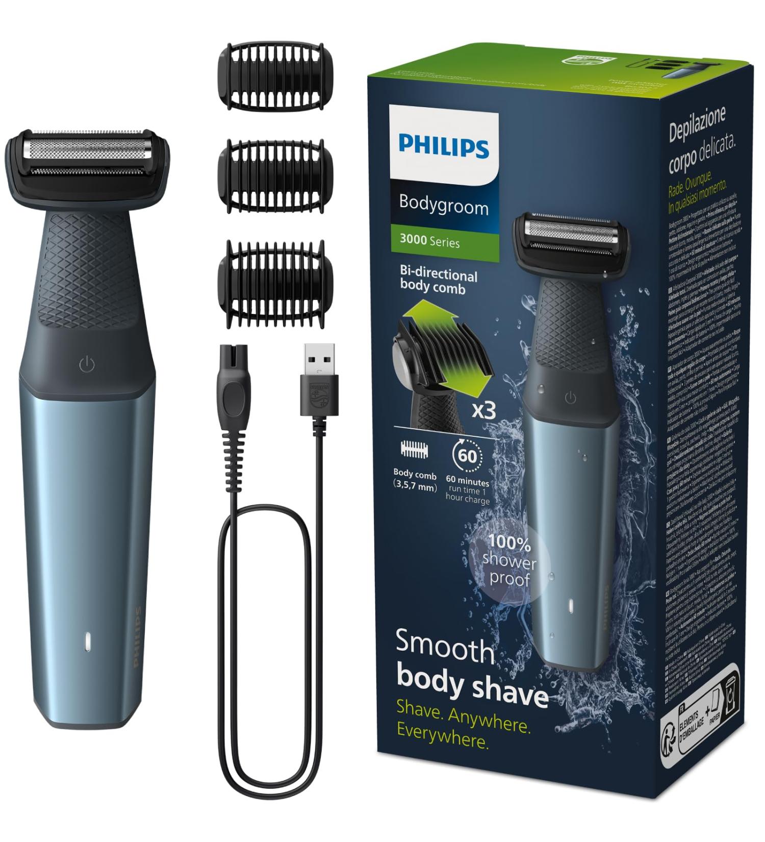 Philips Bodygroom Series 3000 BG3027/03 - Waterproof Trimmer for Intimate & Body Care 60 Min Duration Smooth Shave New Version - Buy Online on GoSupps.com